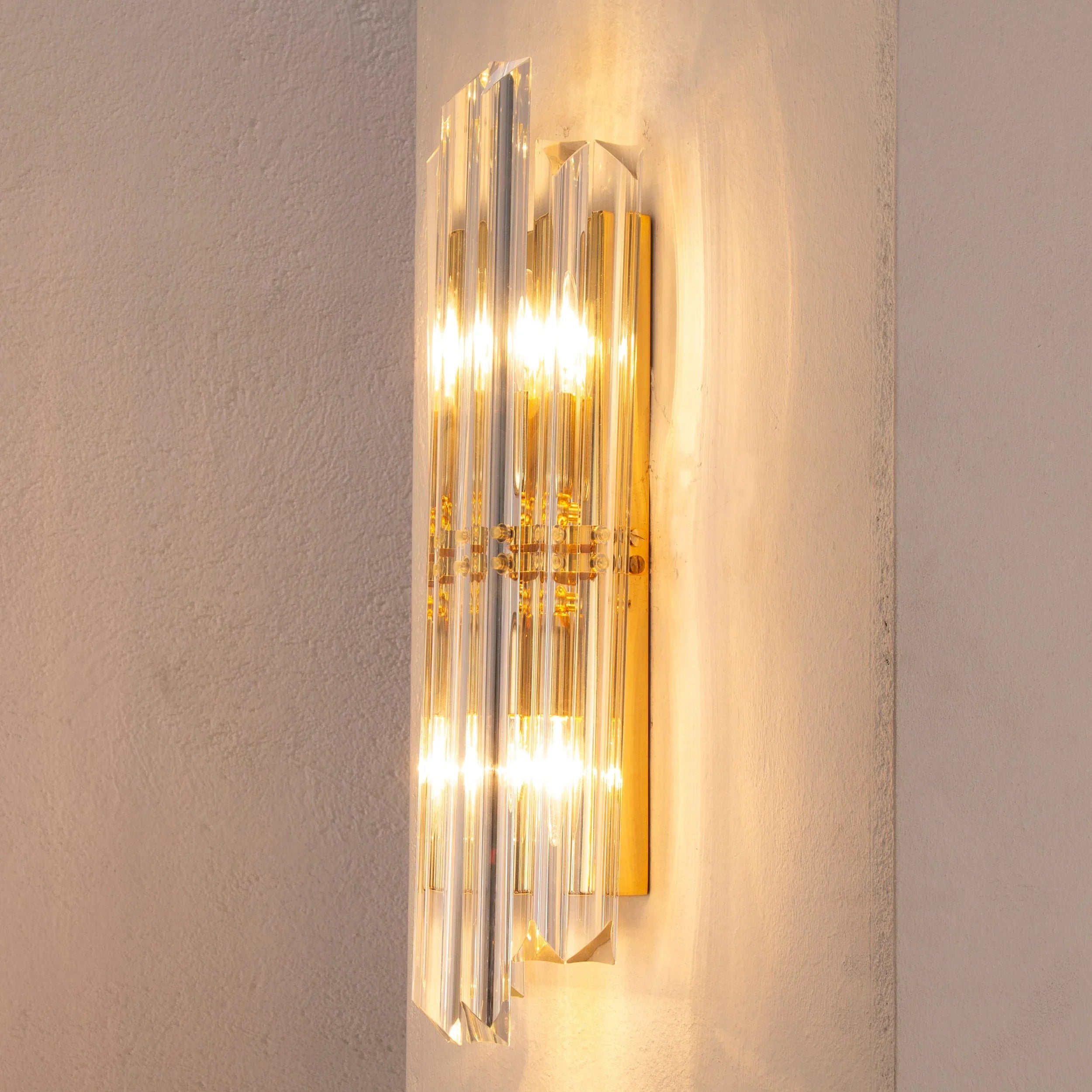 Wall sconce with triedri Murano glass Clear color Made in Italy - SoloCoseBelle