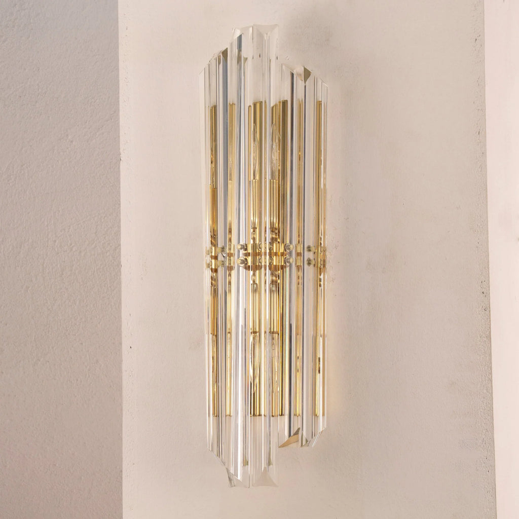 Wall sconce with triedri Murano glass Clear color Made in Italy - SoloCoseBelle