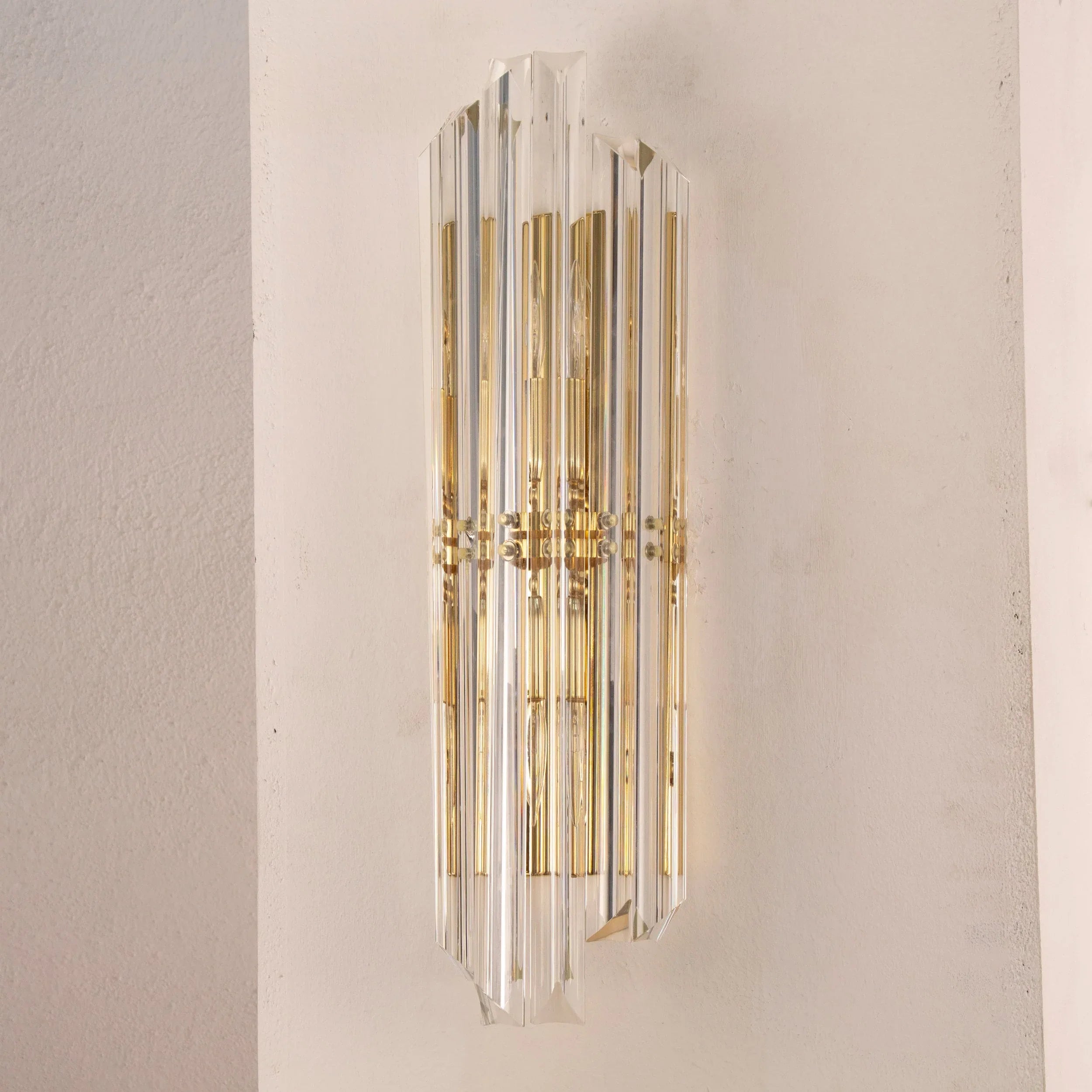 Wall sconce with triedri Murano glass Clear color Made in Italy - SoloCoseBelle
