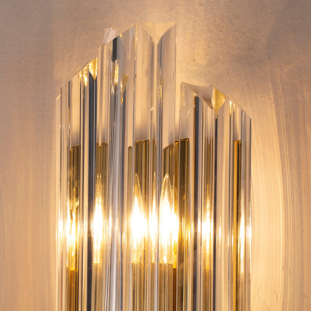 Wall sconce with triedri Murano glass Clear color Made in Italy - SoloCoseBelle