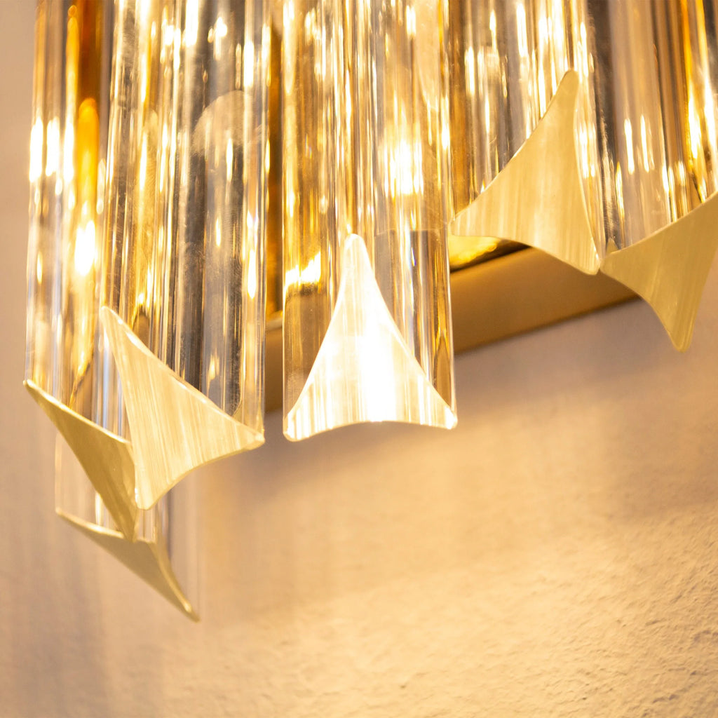 Wall sconce with triedri Murano glass Clear color Made in Italy - SoloCoseBelle