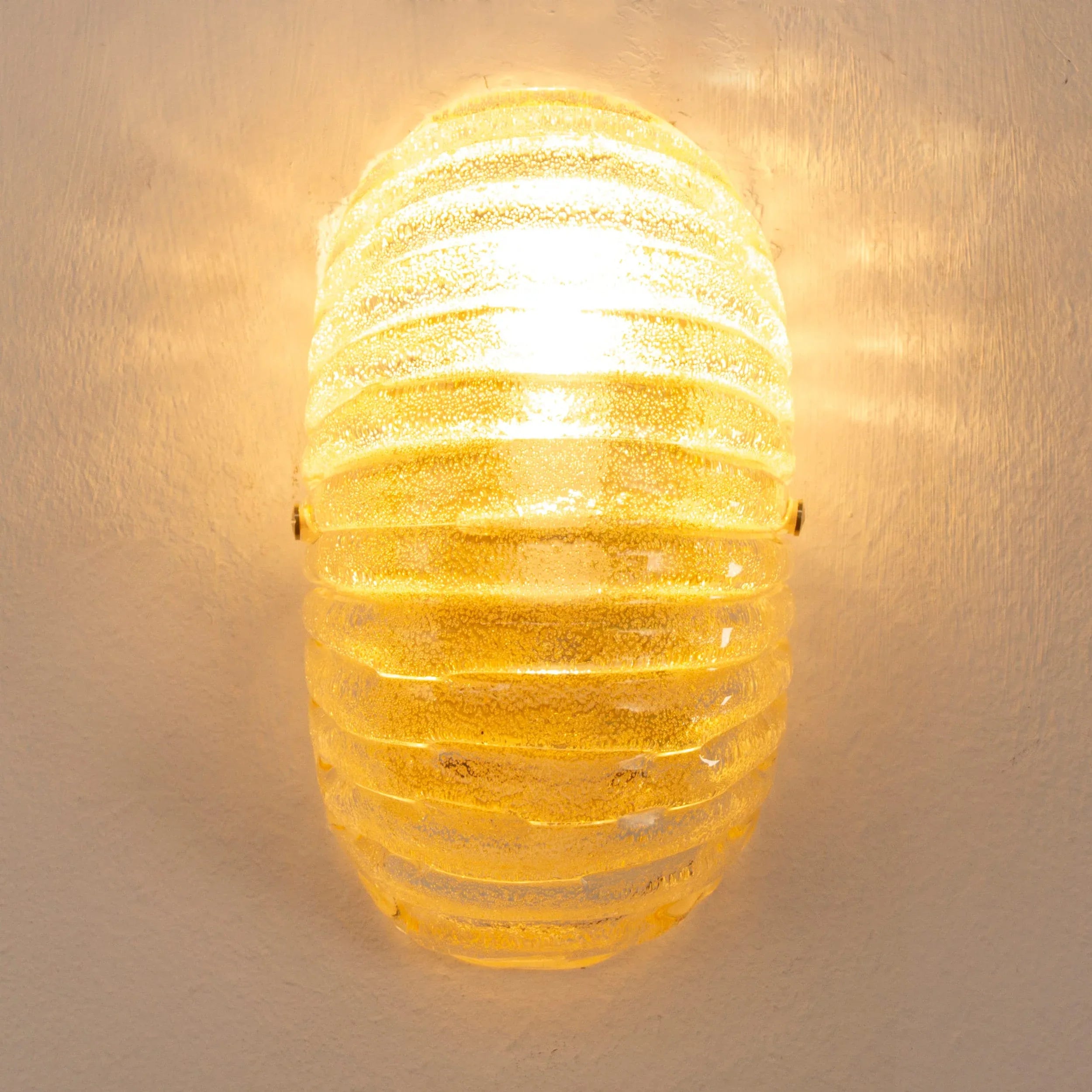 Set of 2 Amber Murano Glass Shell Sconce Set, Brass Frame - SoloCoseBelle