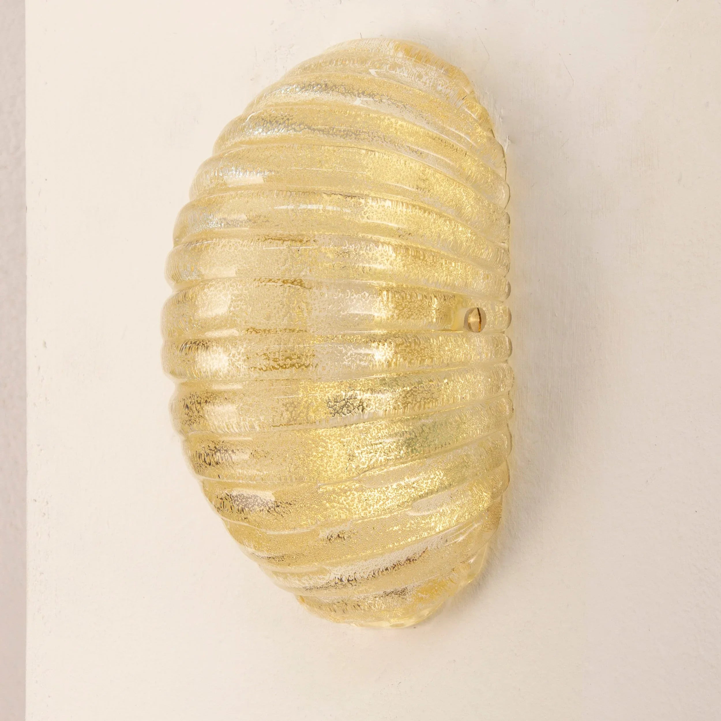 Set of 2 Amber Murano Glass Shell Sconce Set, Brass Frame - SoloCoseBelle