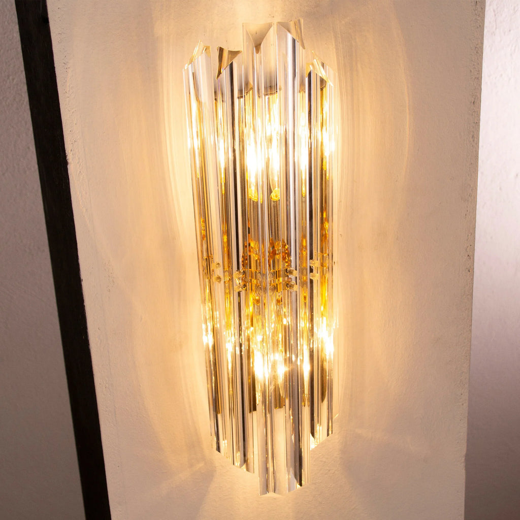 Wall sconce with triedri Murano glass Clear color Made in Italy - SoloCoseBelle