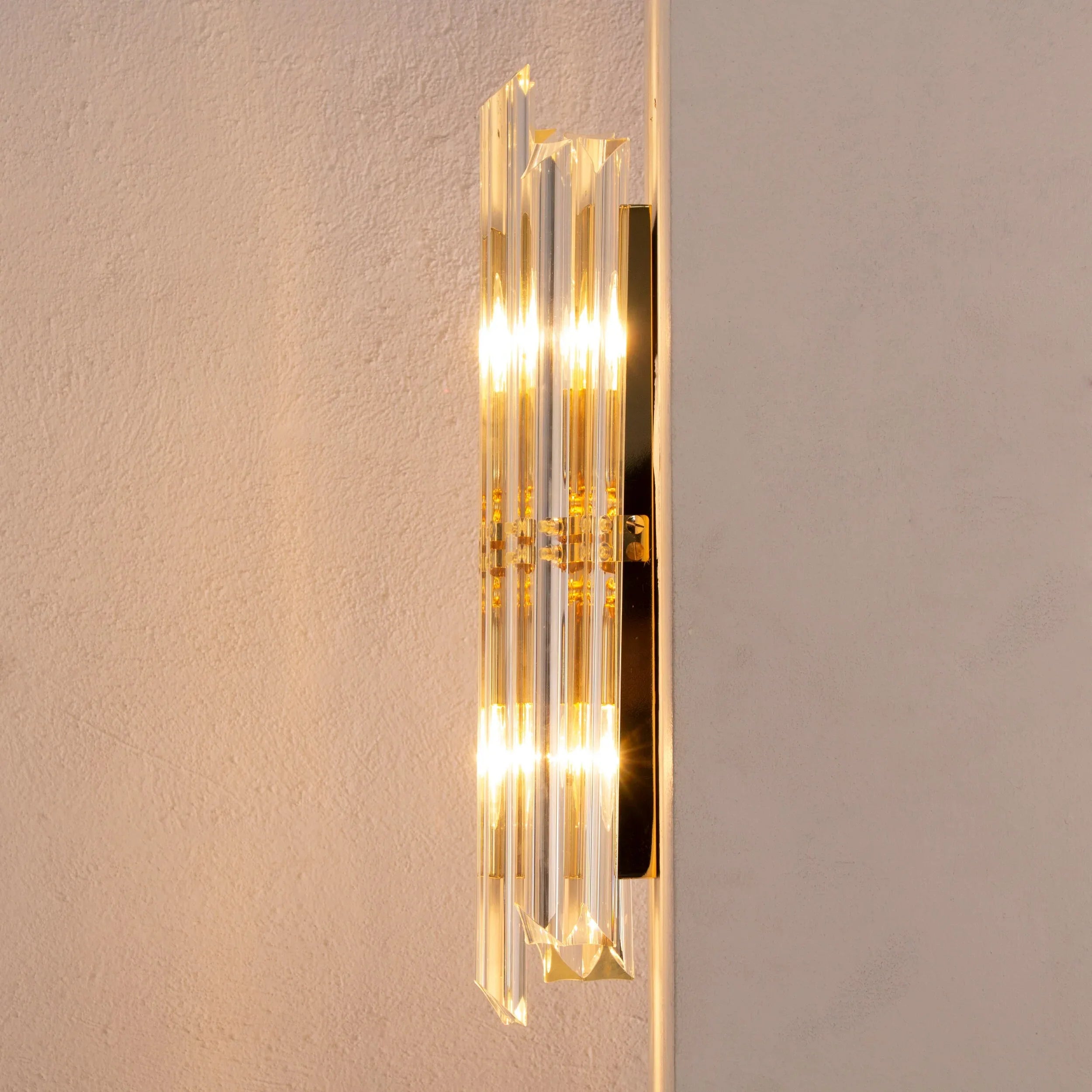Wall sconce with triedri Murano glass Clear color Made in Italy - SoloCoseBelle