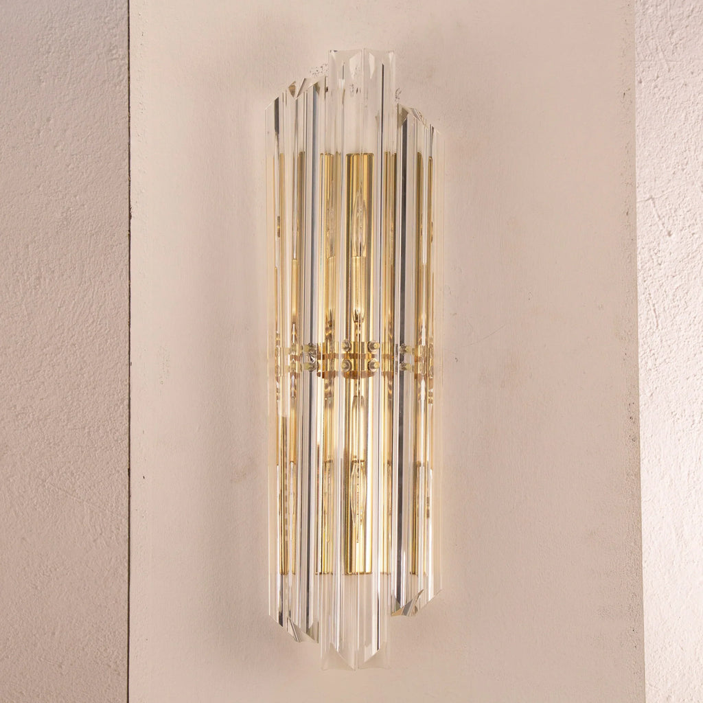Wall sconce with triedri Murano glass Clear color Made in Italy - SoloCoseBelle