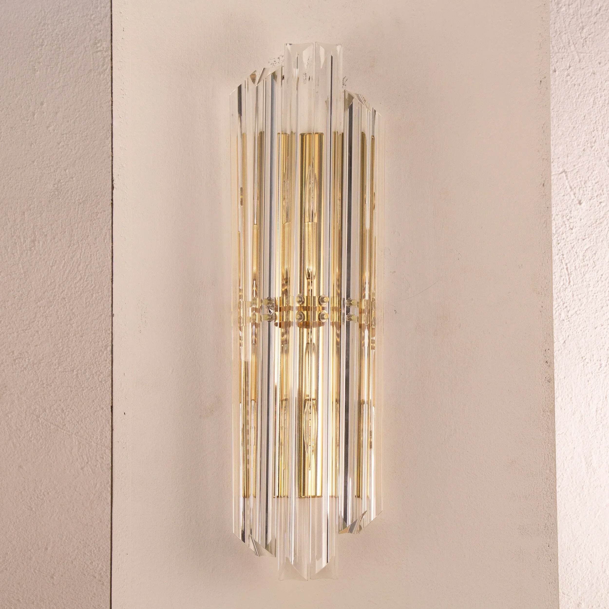 Wall sconce with triedri Murano glass Clear color Made in Italy - SoloCoseBelle