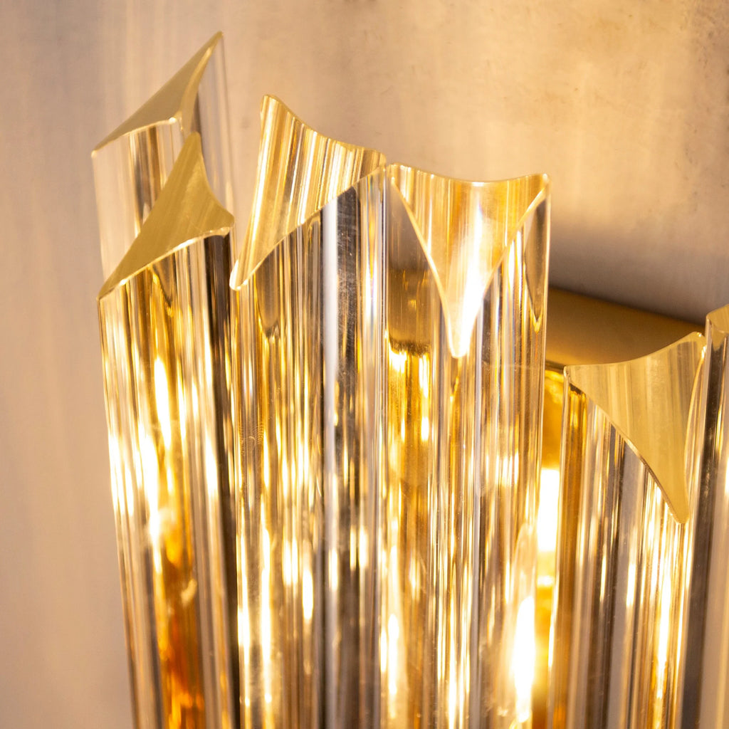 Wall sconce with triedri Murano glass Clear color Made in Italy - SoloCoseBelle