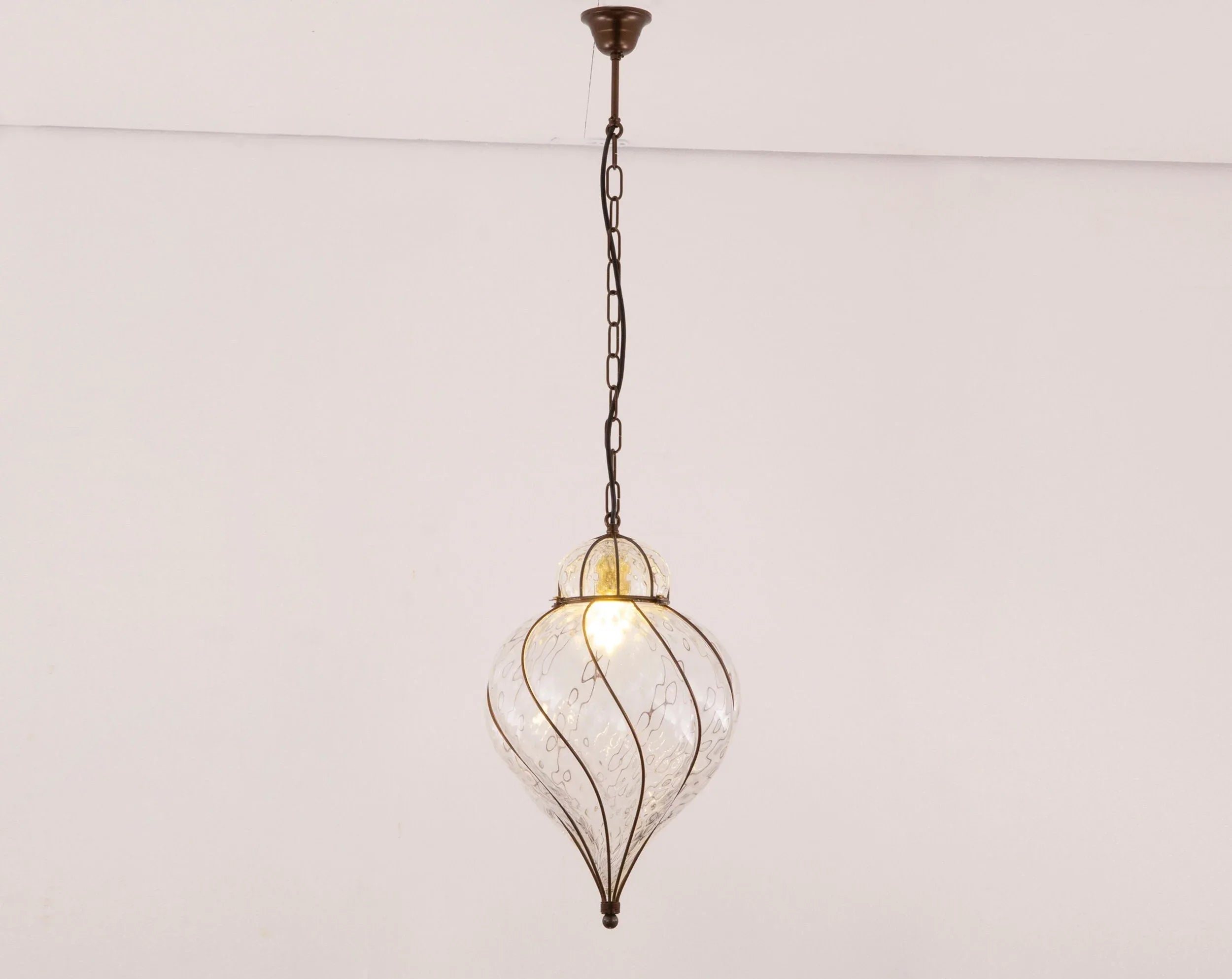 Large Clear color blown Murano glass lantern lamp, Made in Italy - SoloCoseBelle
