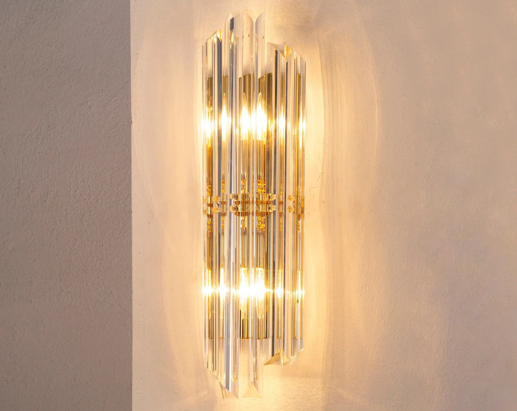 Wall sconce with triedri Murano glass Clear color Made in Italy - SoloCoseBelle