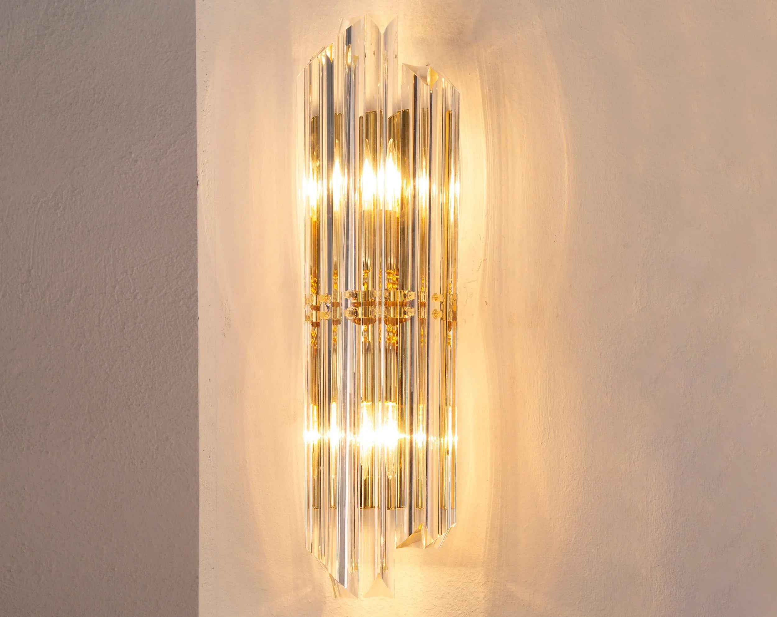 Wall sconce with triedri Murano glass Clear color Made in Italy - SoloCoseBelle