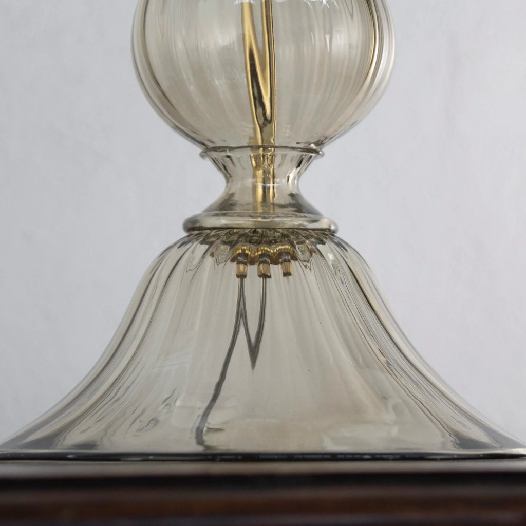 Set of 2 Elegant Murano glass table lamp gray color, Made in Italy - SoloCoseBelle