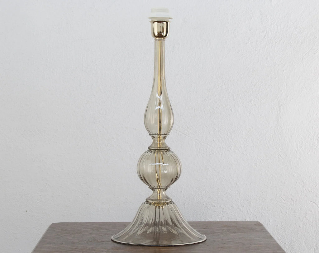 Set of 2 Elegant Murano glass table lamp gray color, Made in Italy - SoloCoseBelle