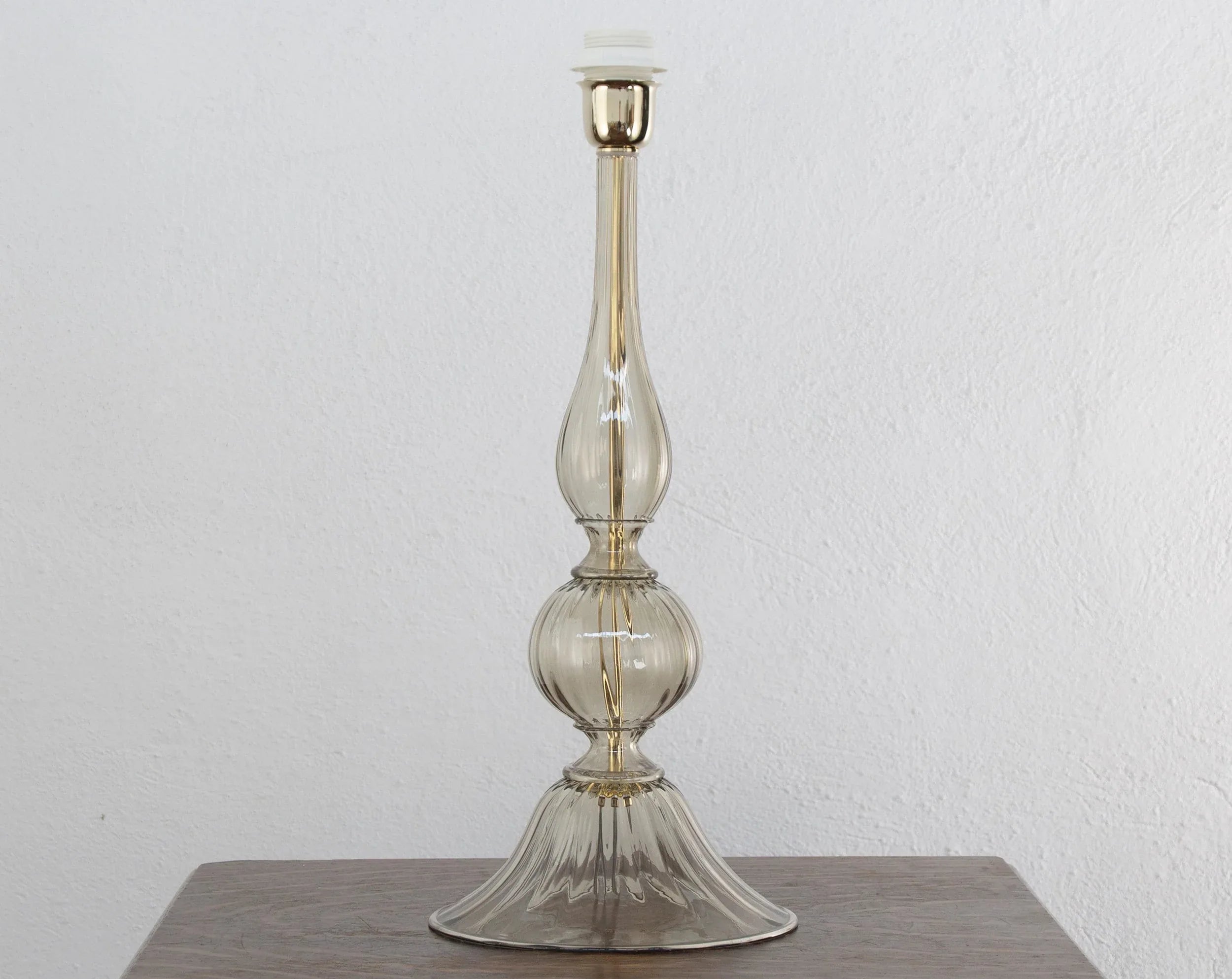 Set of 2 Elegant Murano glass table lamp gray color, Made in Italy - SoloCoseBelle