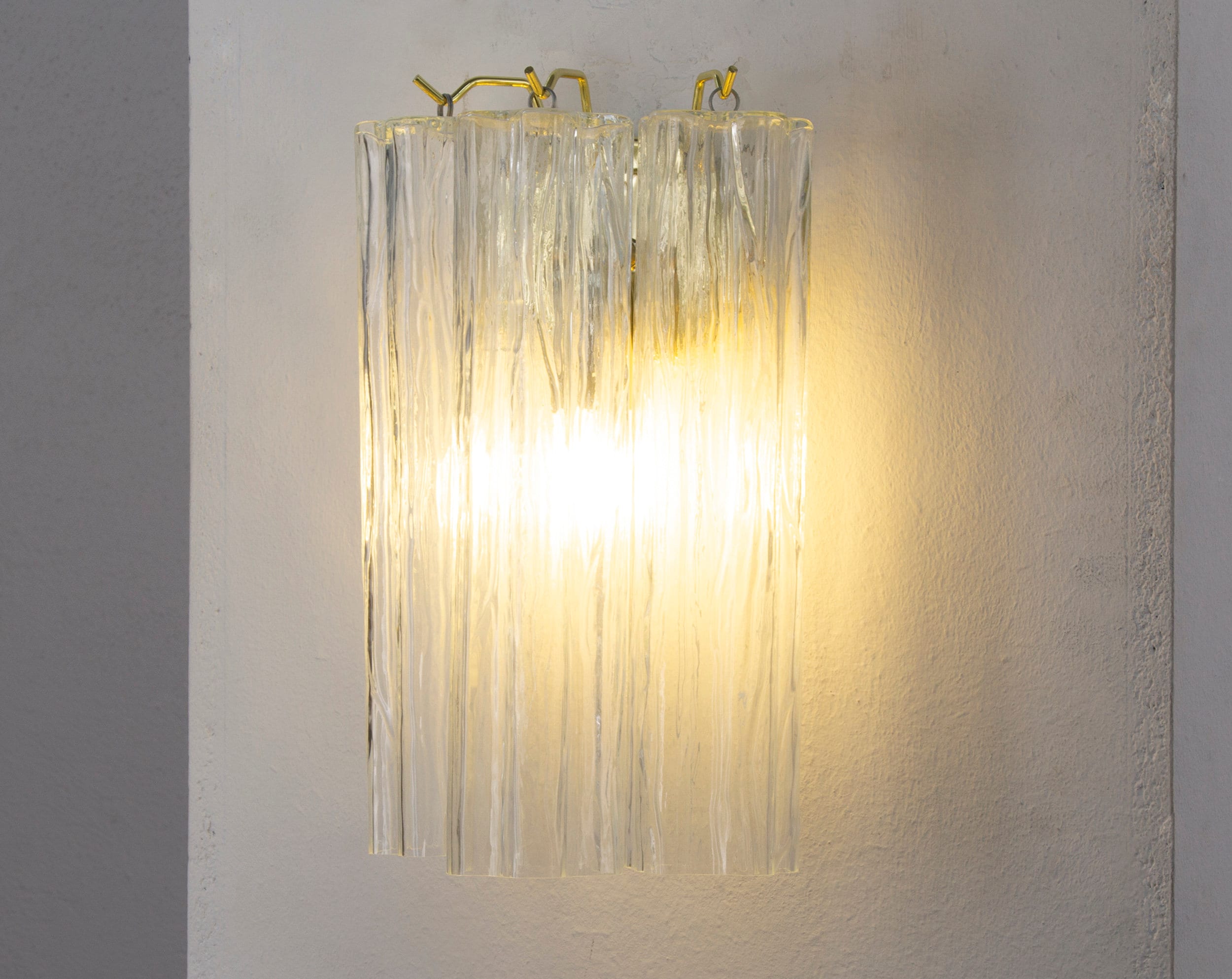 Transparent Murano glass wall lamp Made in Italy, vintage-style wall lamp with glass trunk - SoloCoseBelle