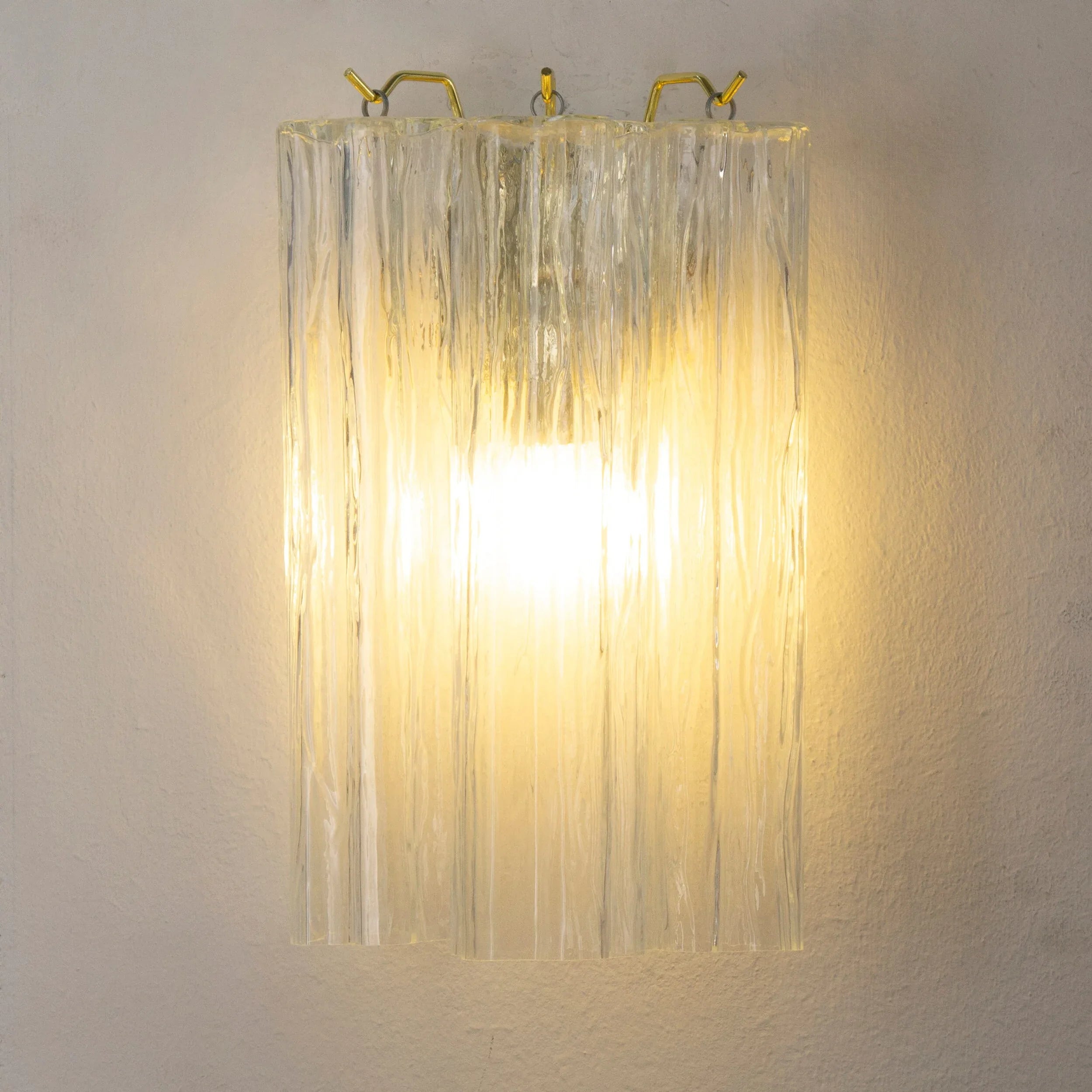 Set of 2 Wall sconce with Murano glass Tronchi clear color - SoloCoseBelle