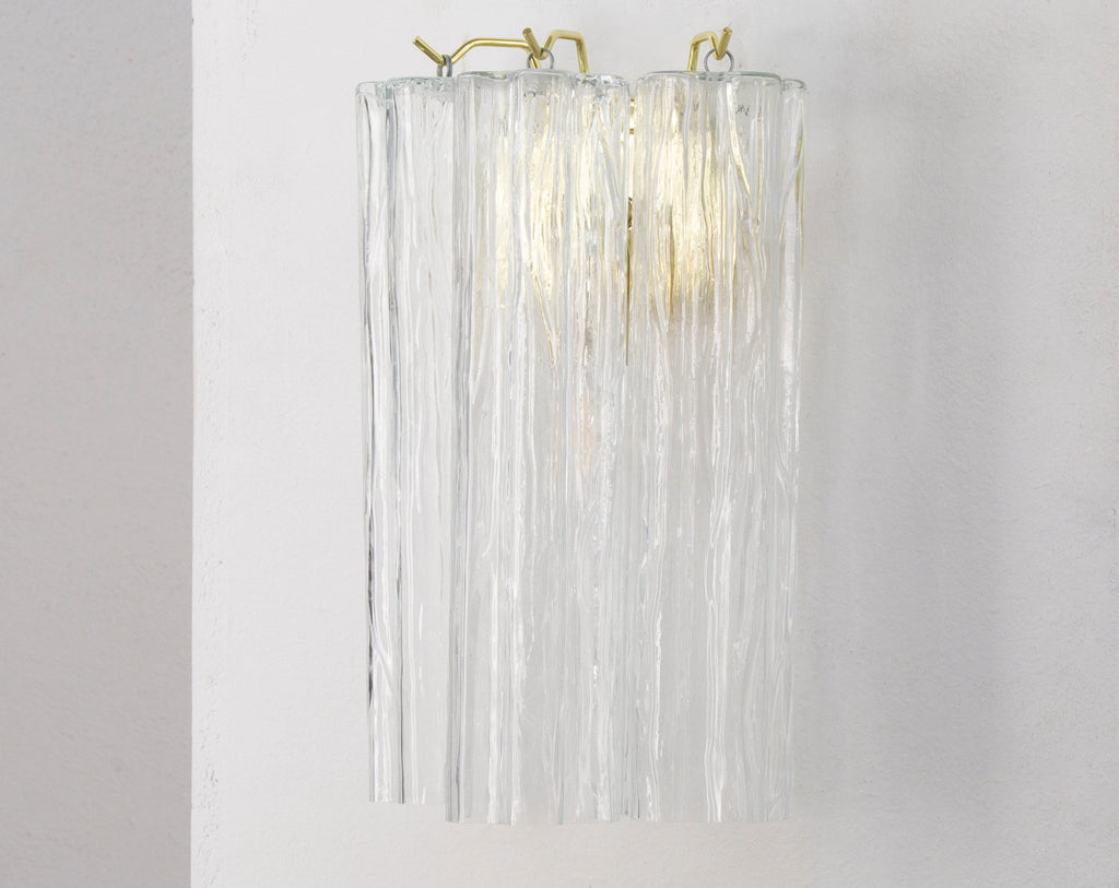 Transparent Murano glass wall lamp Made in Italy, vintage-style wall lamp with glass trunk - SoloCoseBelle