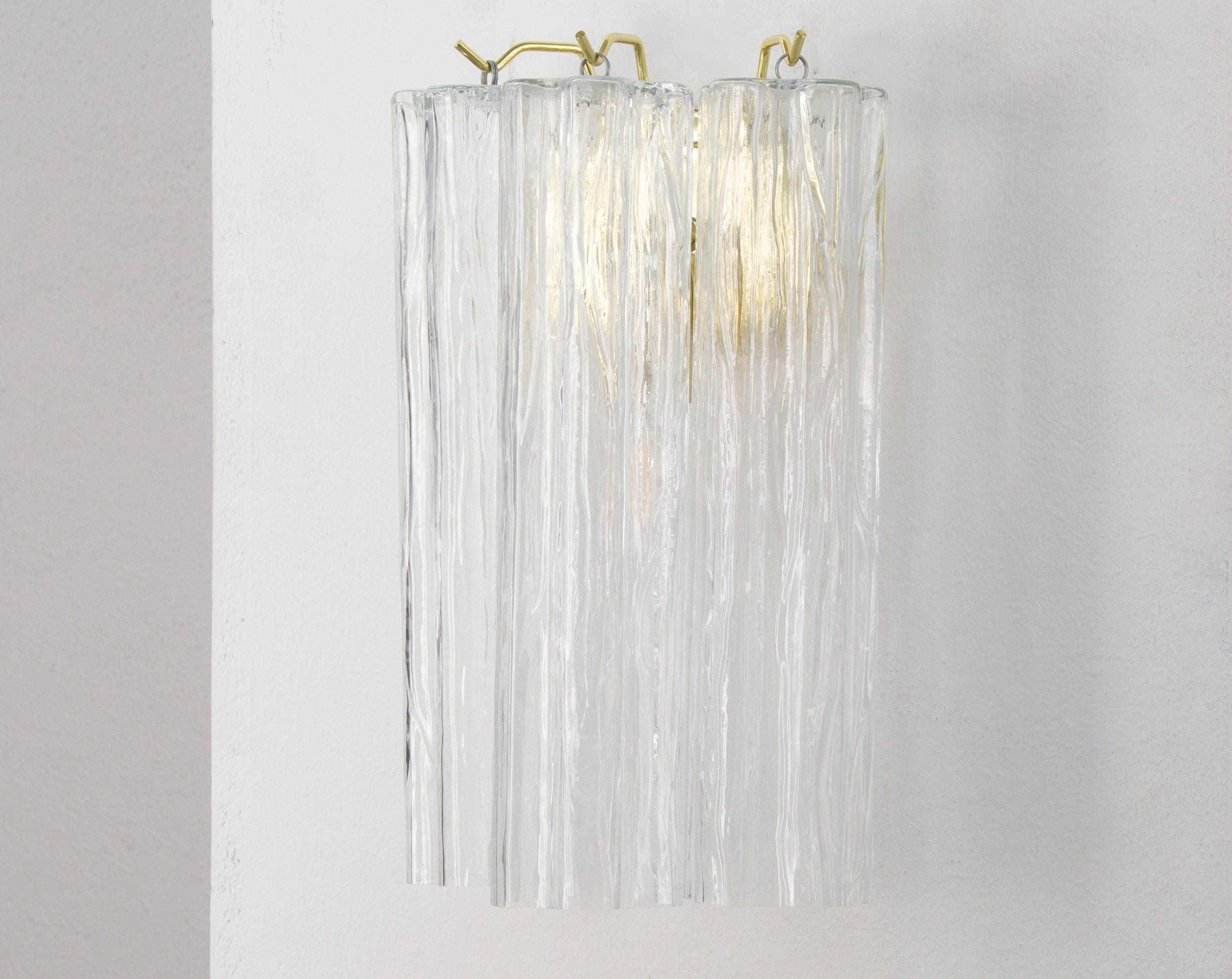 Transparent Murano glass wall lamp Made in Italy, vintage-style wall lamp with glass trunk - SoloCoseBelle