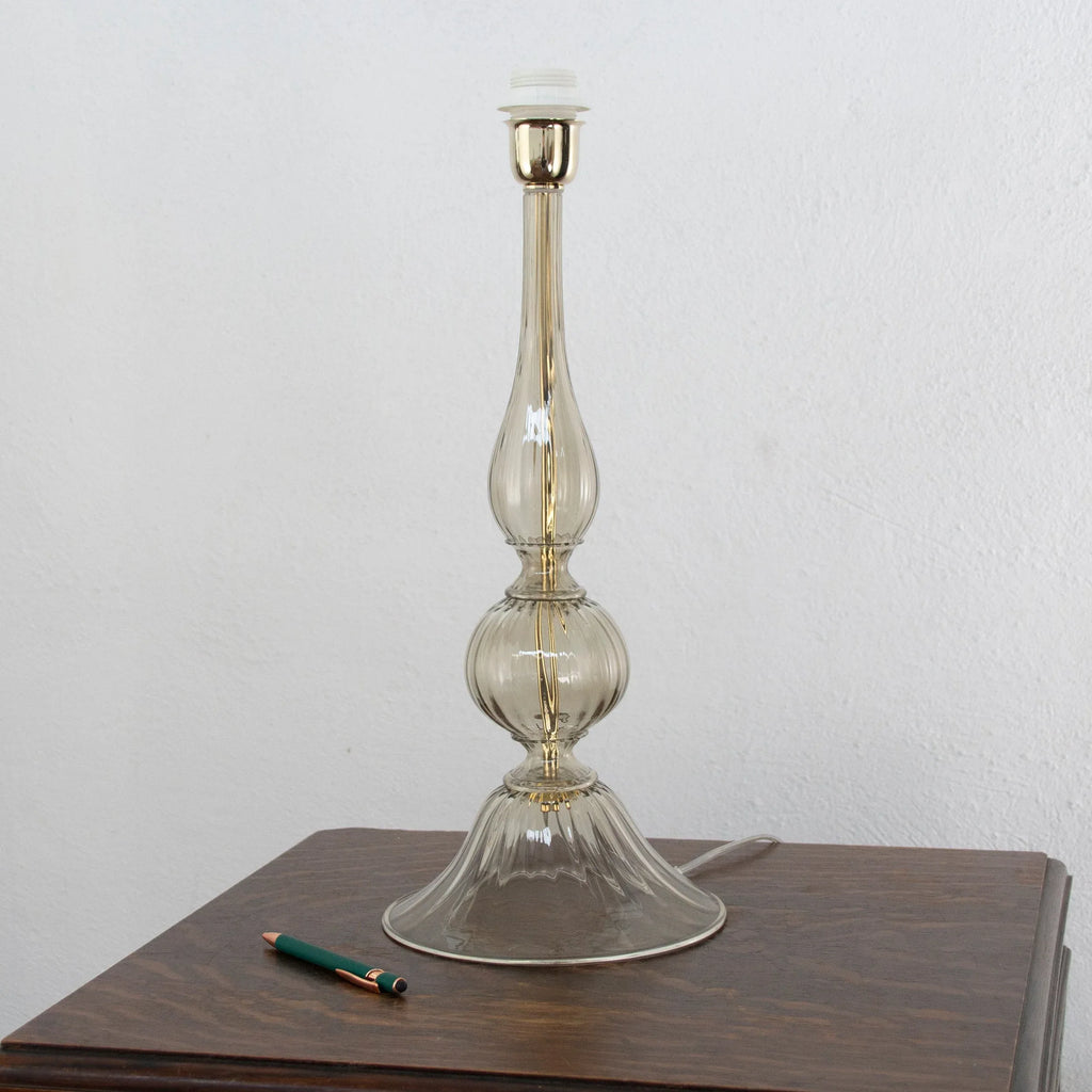 Set of 2 Elegant Murano glass table lamp gray color, Made in Italy - SoloCoseBelle