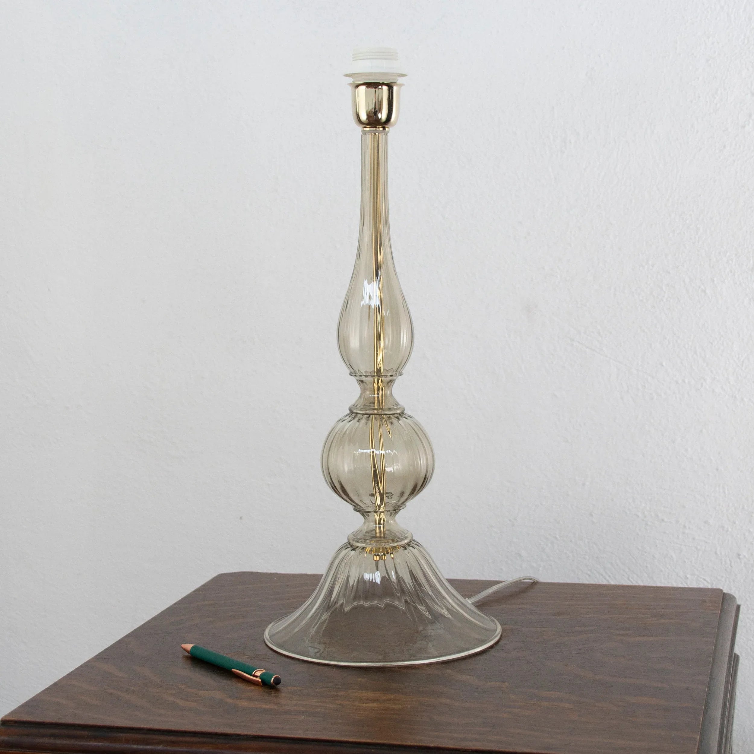 Set of 2 Elegant Murano glass table lamp gray color, Made in Italy - SoloCoseBelle