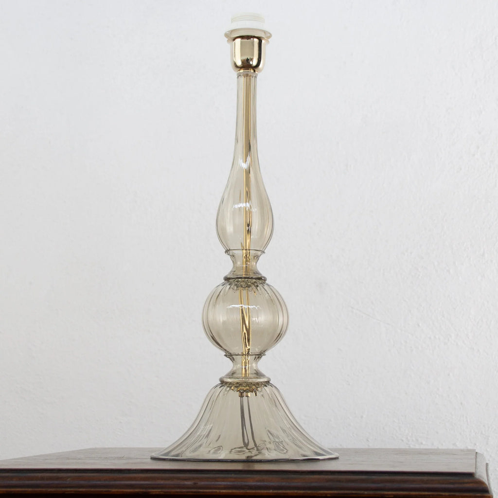 Set of 2 Elegant Murano glass table lamp gray color, Made in Italy - SoloCoseBelle