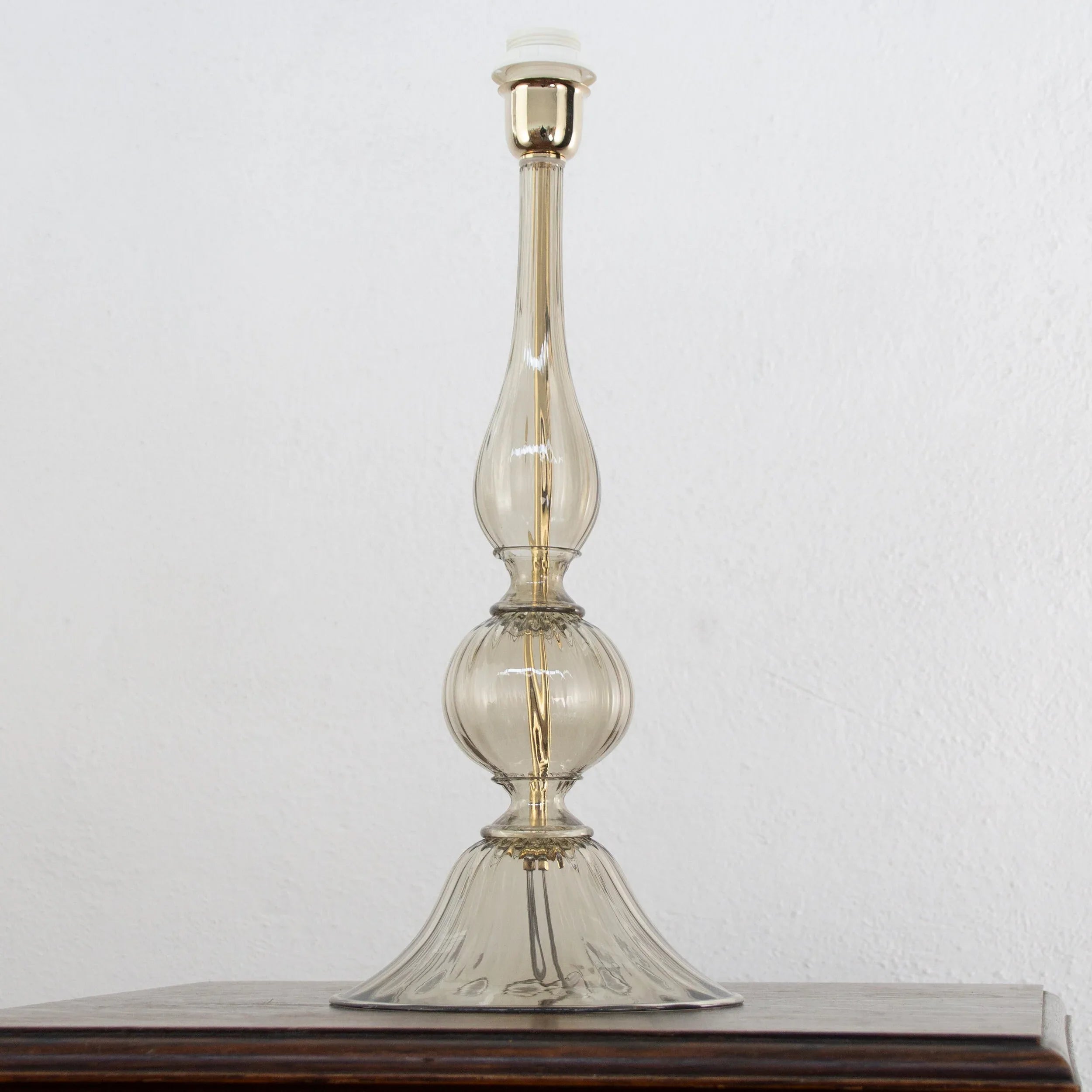 Set of 2 Elegant Murano glass table lamp gray color, Made in Italy - SoloCoseBelle