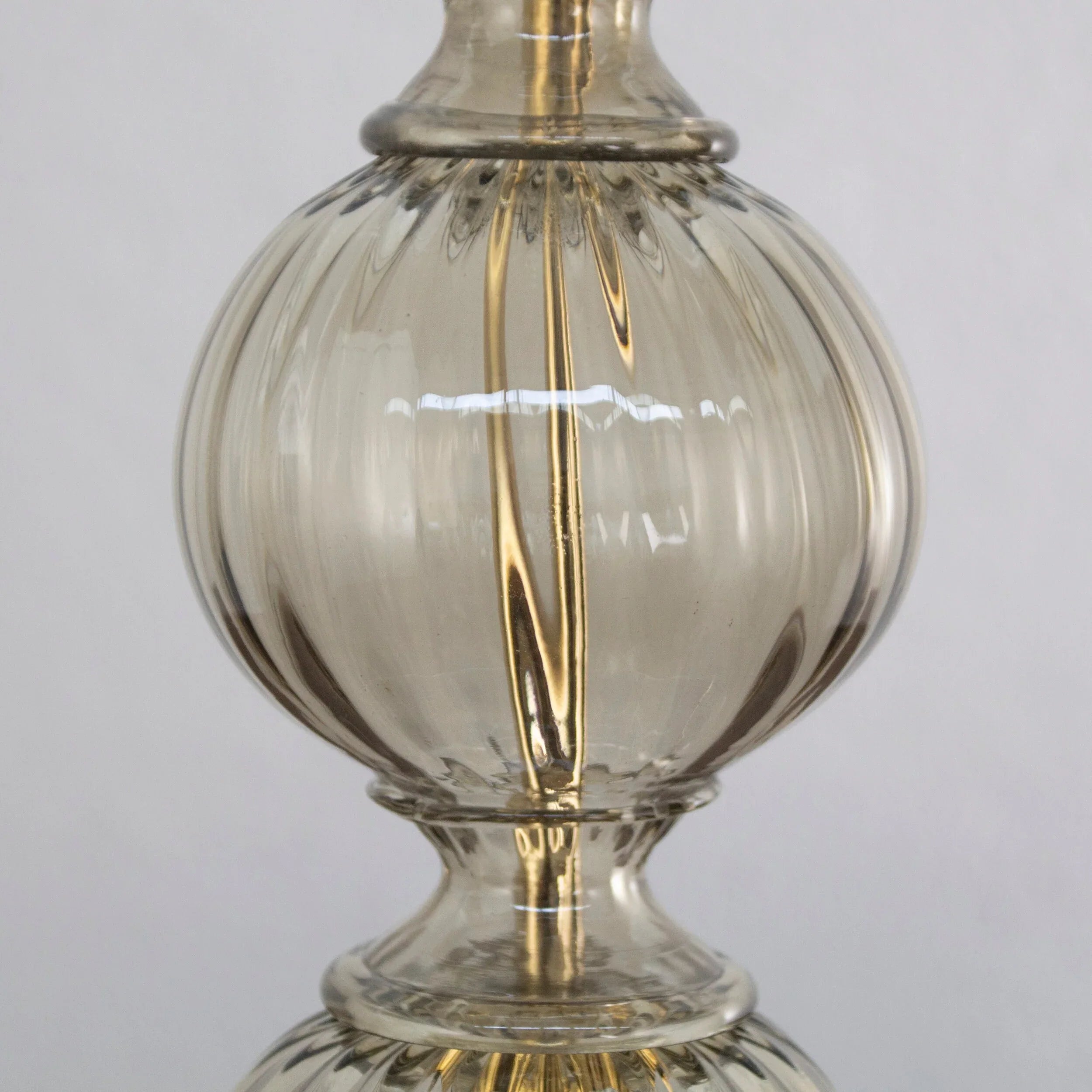 Set of 2 Elegant Murano glass table lamp gray color, Made in Italy - SoloCoseBelle