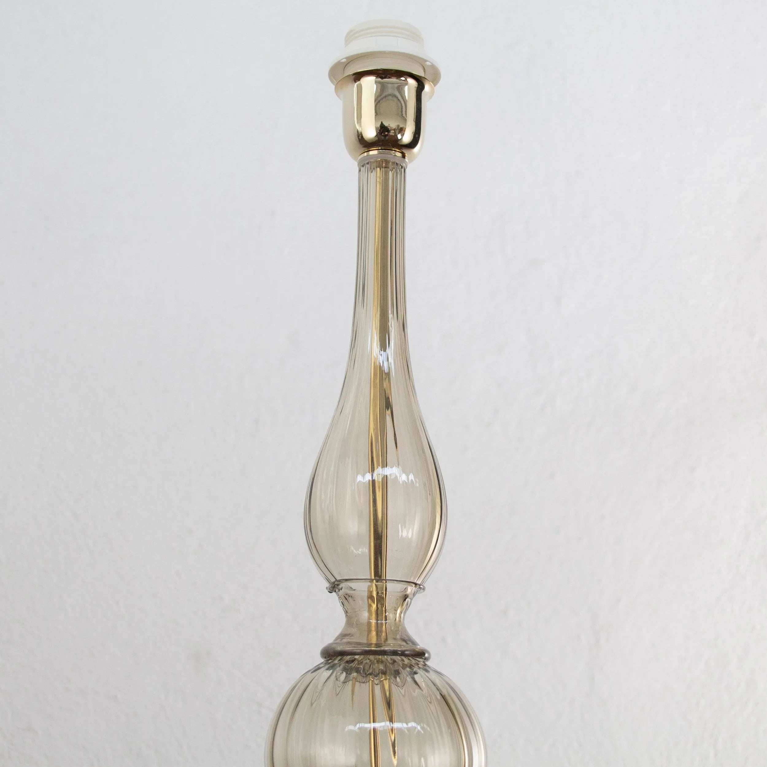 Set of 2 Elegant Murano glass table lamp gray color, Made in Italy - SoloCoseBelle