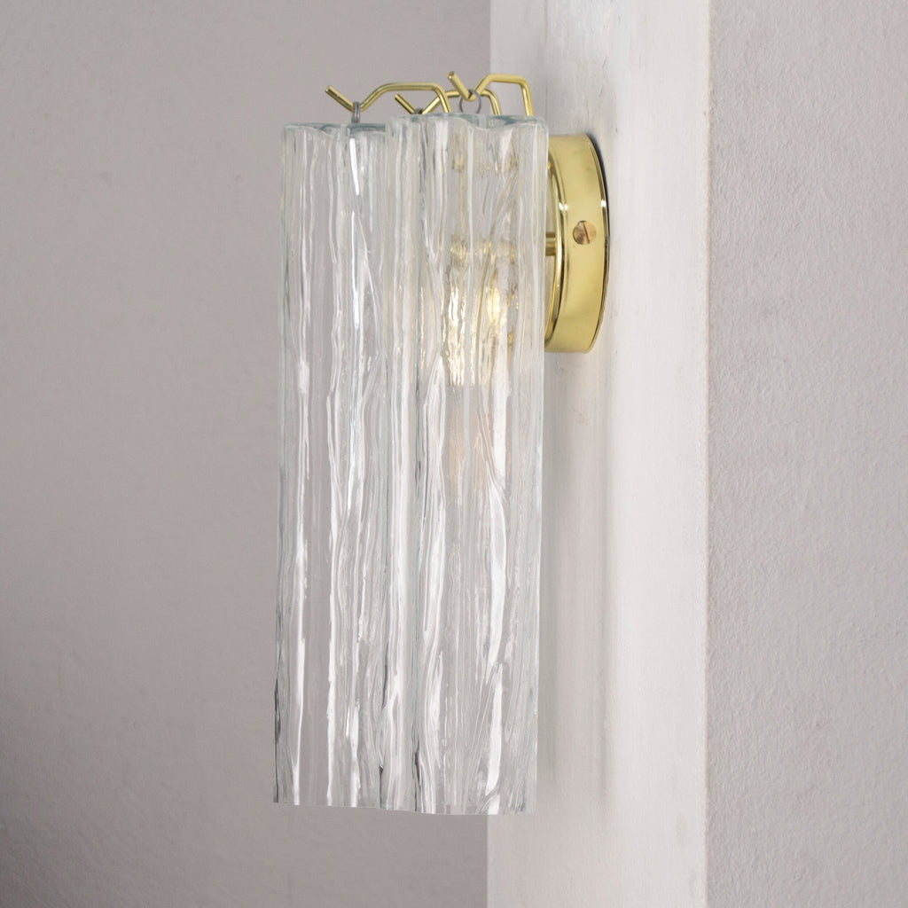 Transparent Murano glass wall lamp Made in Italy, vintage-style wall lamp with glass trunk - SoloCoseBelle