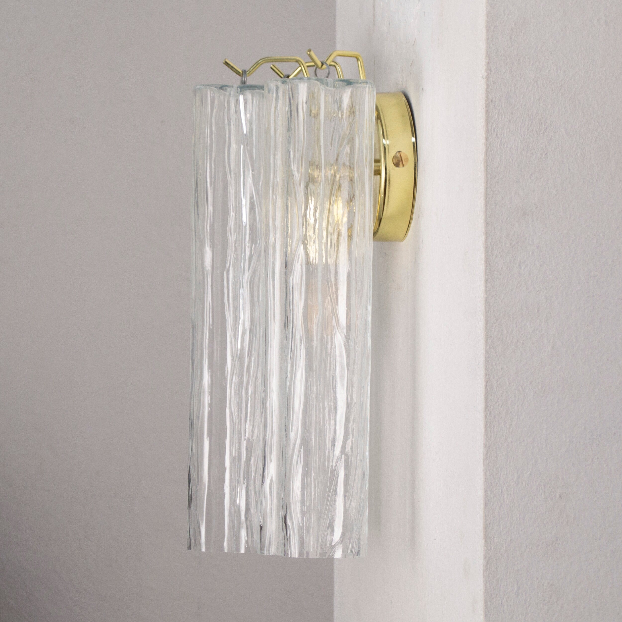 Transparent Murano glass wall lamp Made in Italy, vintage-style wall lamp with glass trunk - SoloCoseBelle