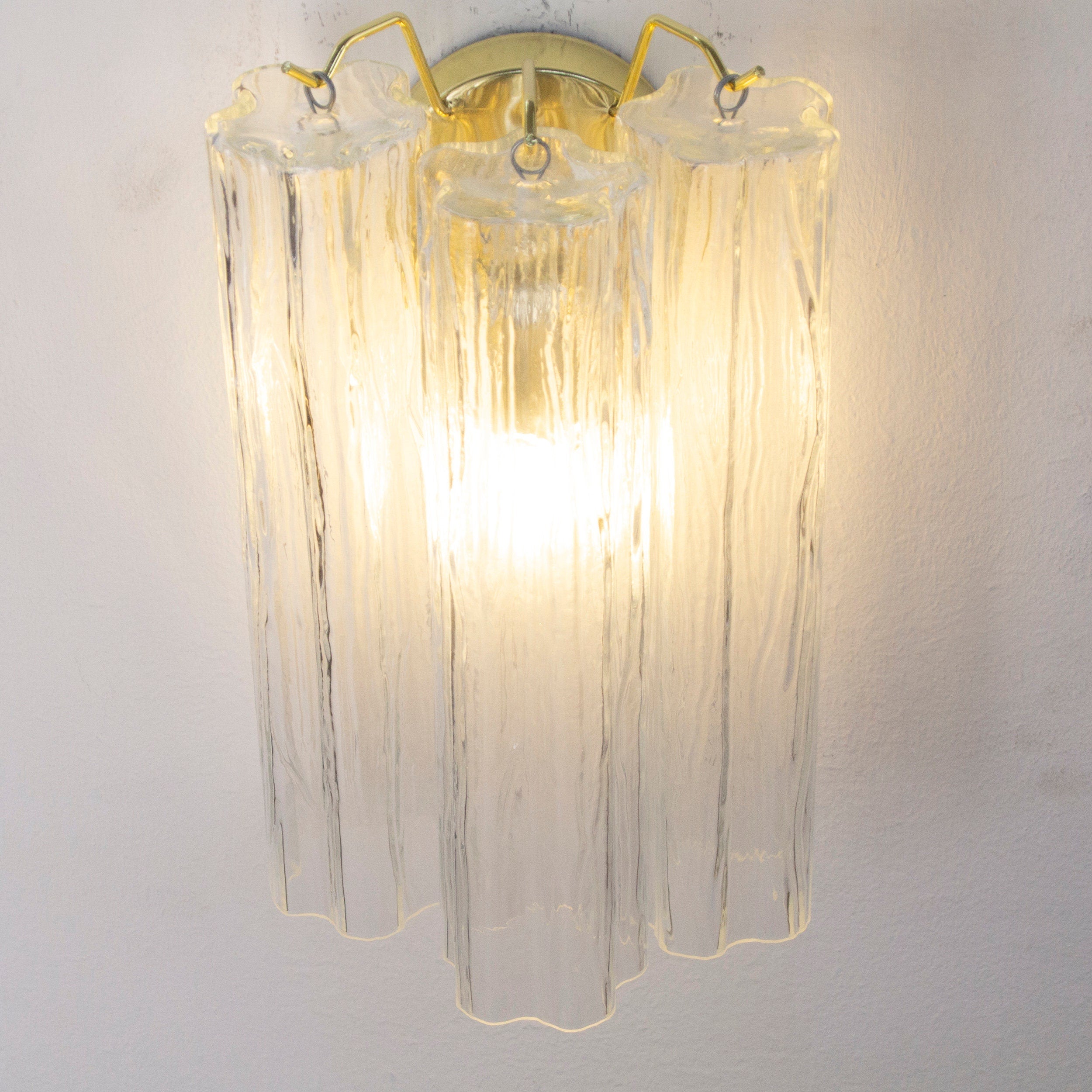 Transparent Murano glass wall lamp Made in Italy, vintage-style wall lamp with glass trunk - SoloCoseBelle