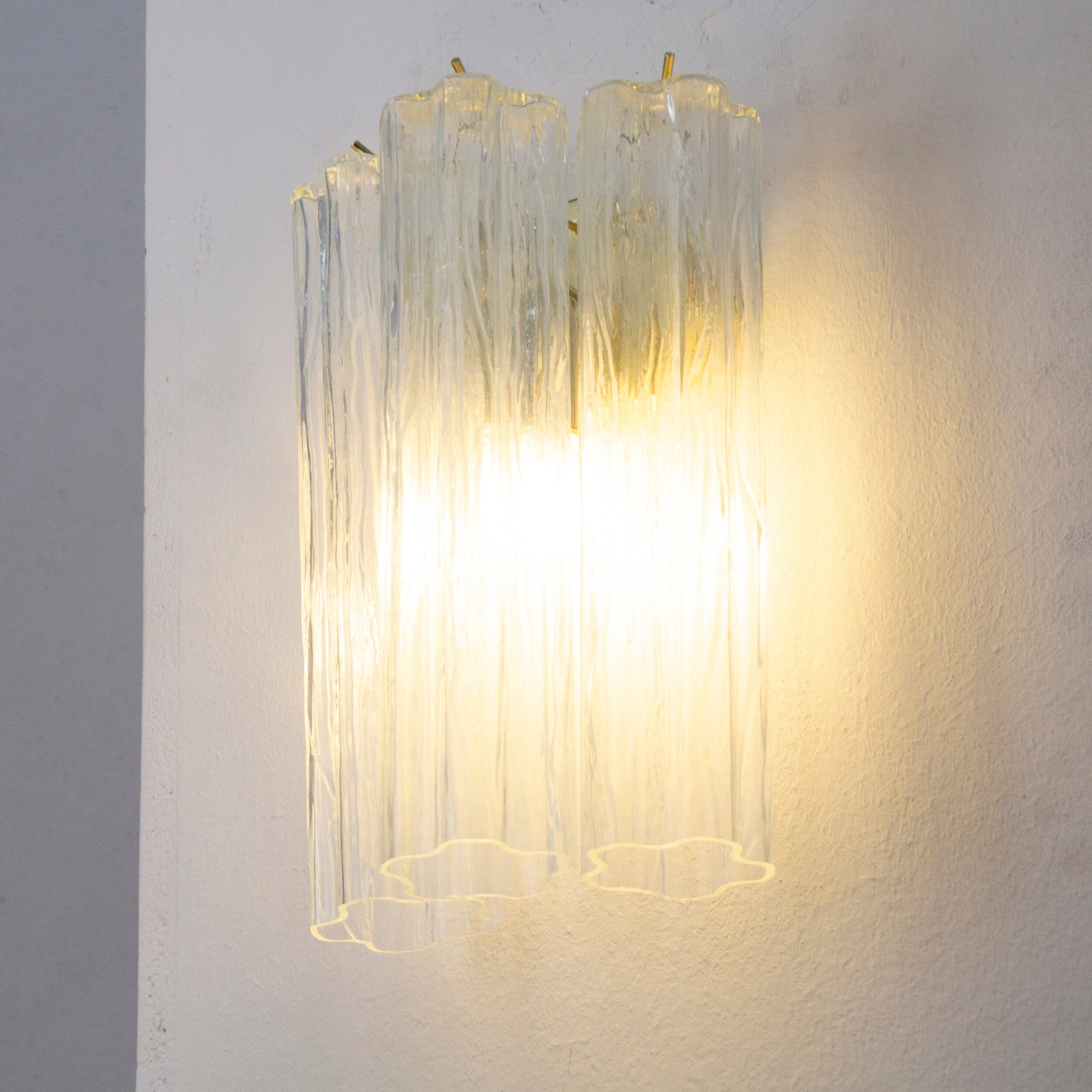 Transparent Murano glass wall lamp Made in Italy, vintage-style wall lamp with glass trunk - SoloCoseBelle