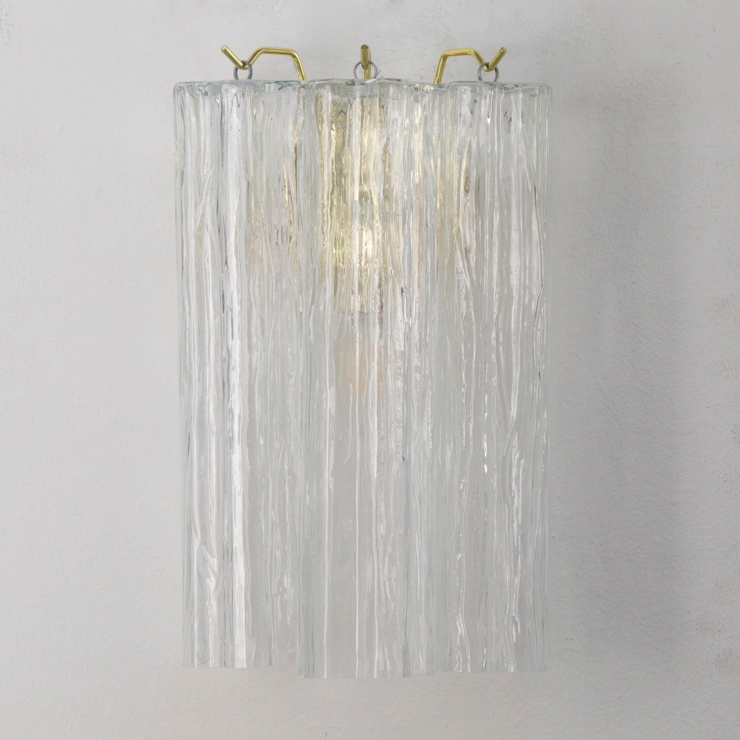 Transparent Murano glass wall lamp Made in Italy, vintage-style wall lamp with glass trunk - SoloCoseBelle