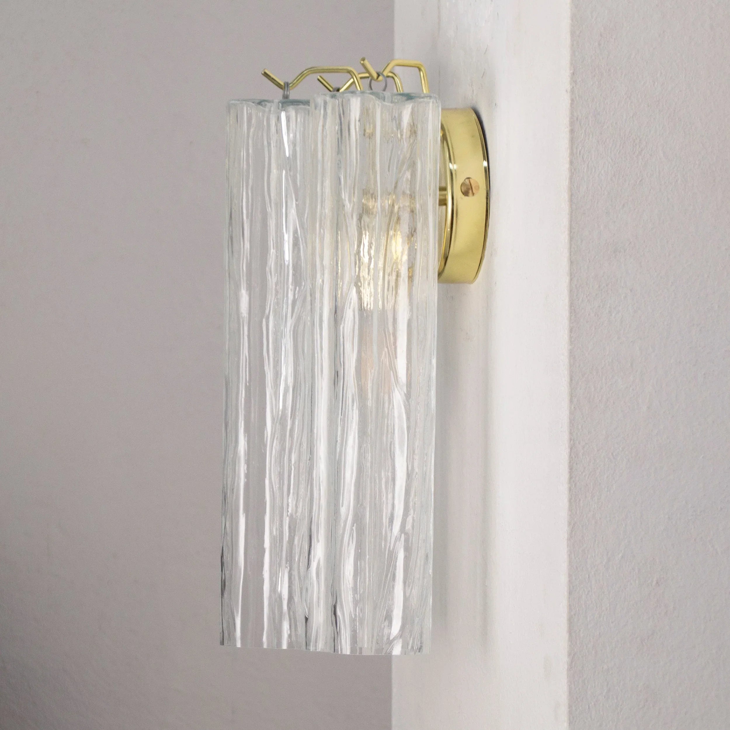 Set of 2 Wall sconce with Murano glass Tronchi clear color - SoloCoseBelle