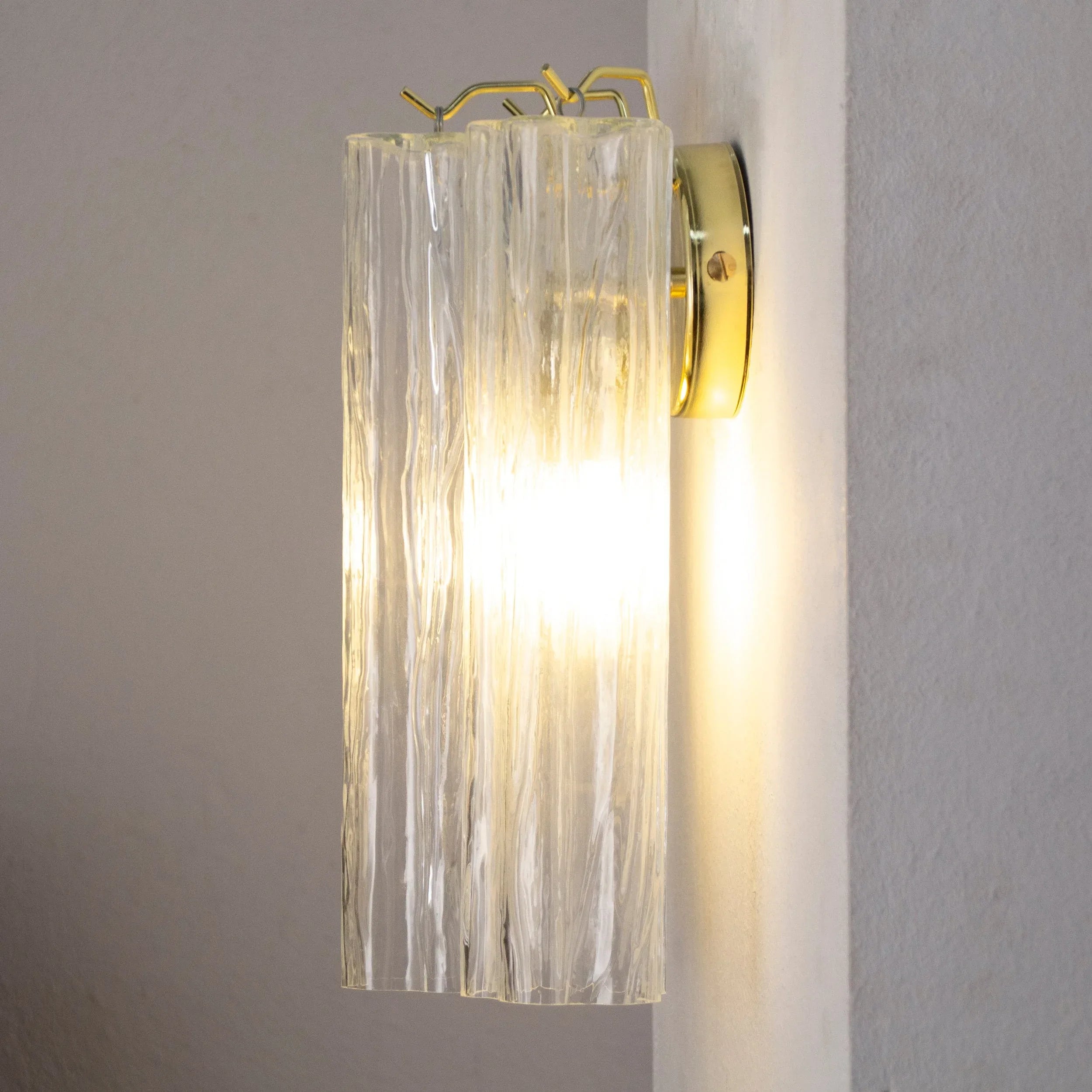 Set of 2 Wall sconce with Murano glass Tronchi clear color - SoloCoseBelle