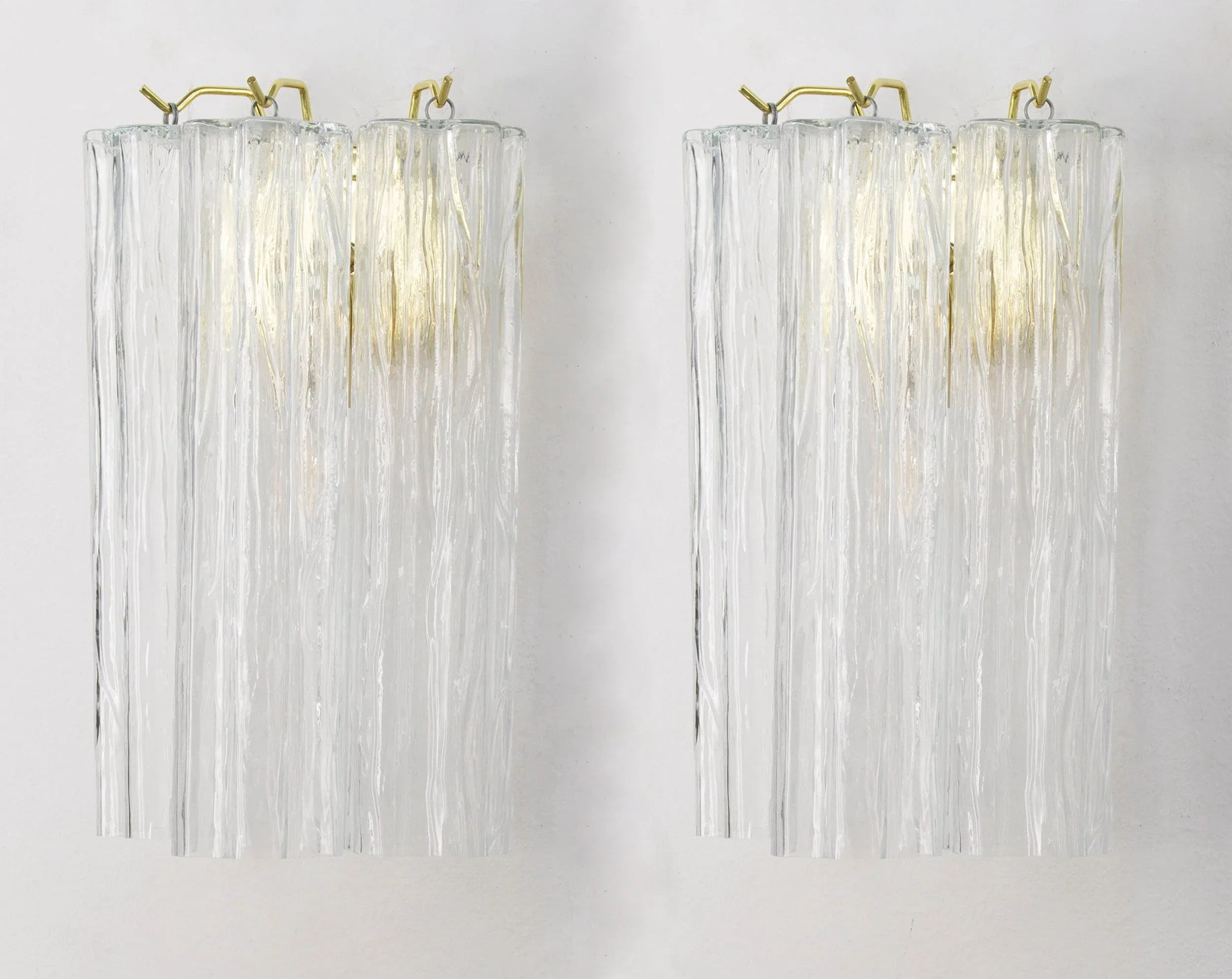 Set of 2 Wall sconce with Murano glass Tronchi clear color - SoloCoseBelle