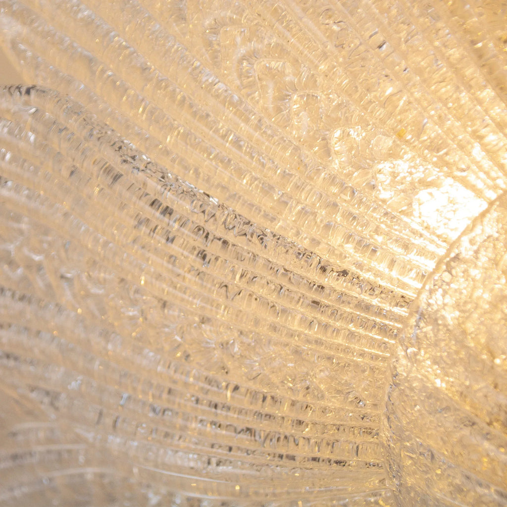 Clear Murano glass ceiling lamp, handcrafted leaves with grit - SoloCoseBelle