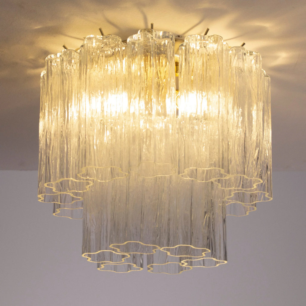 Murano Glass Clear Tronchi Ceiling Lamp, Chandelier 35cm diameter - SoloCoseBelle