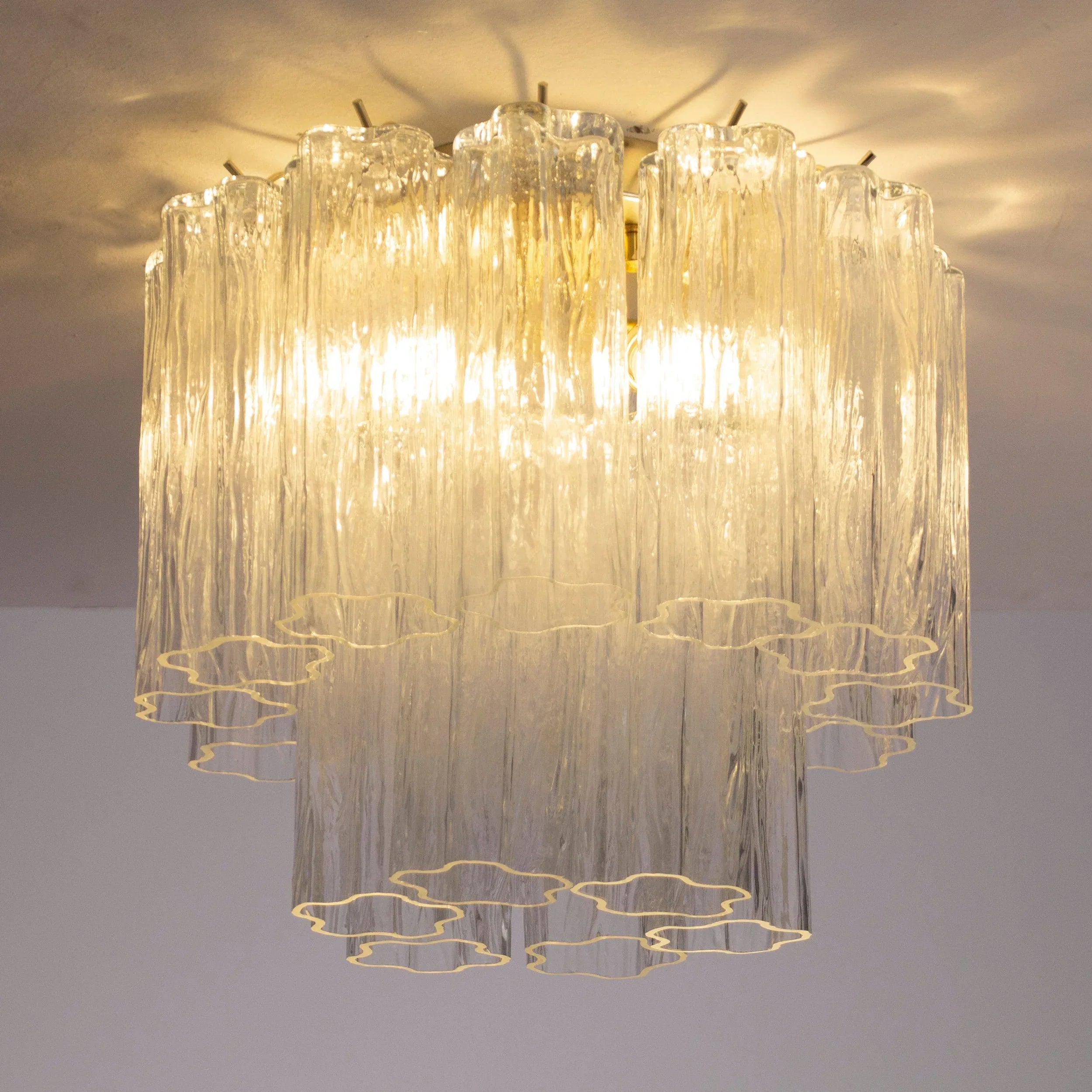 Murano Glass Clear Tronchi Ceiling Lamp, Chandelier 35cm diameter - SoloCoseBelle