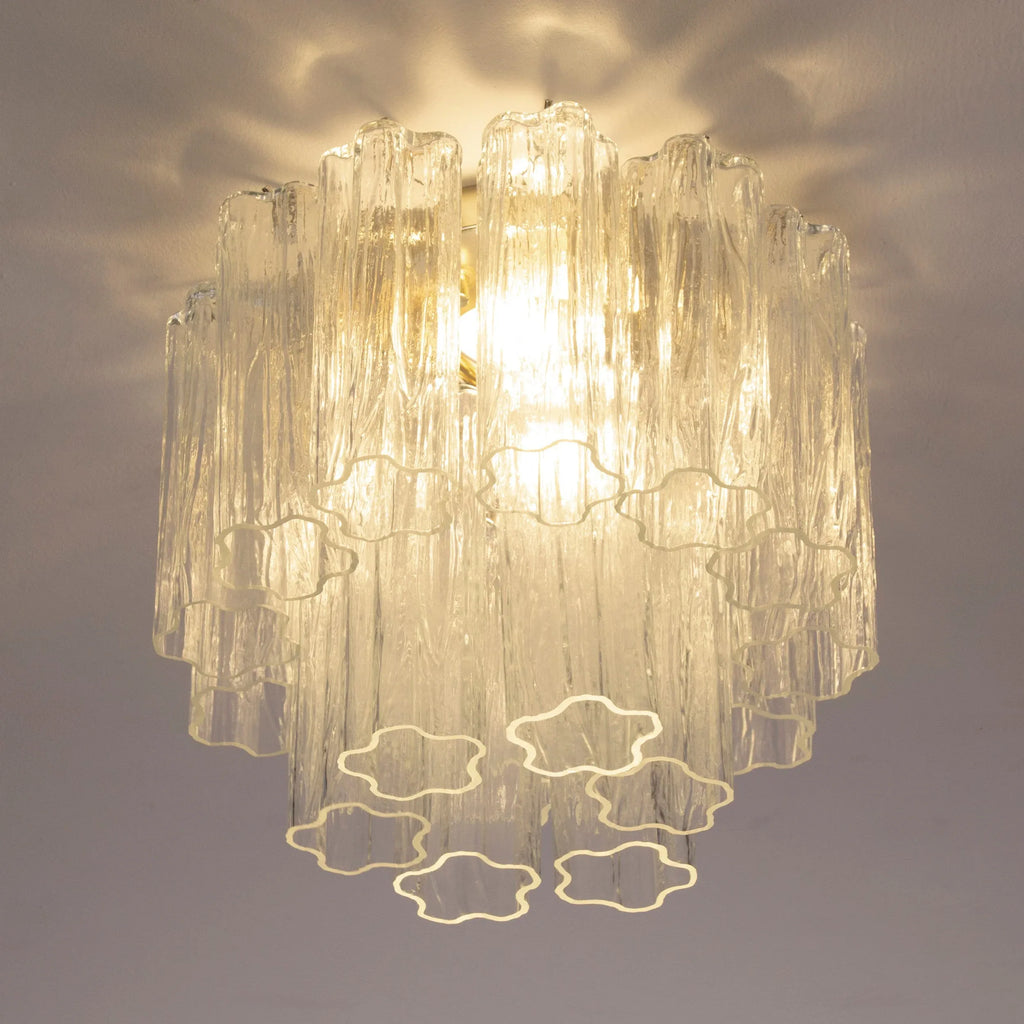 Murano Glass Clear Tronchi Ceiling Lamp, Chandelier 35cm diameter - SoloCoseBelle