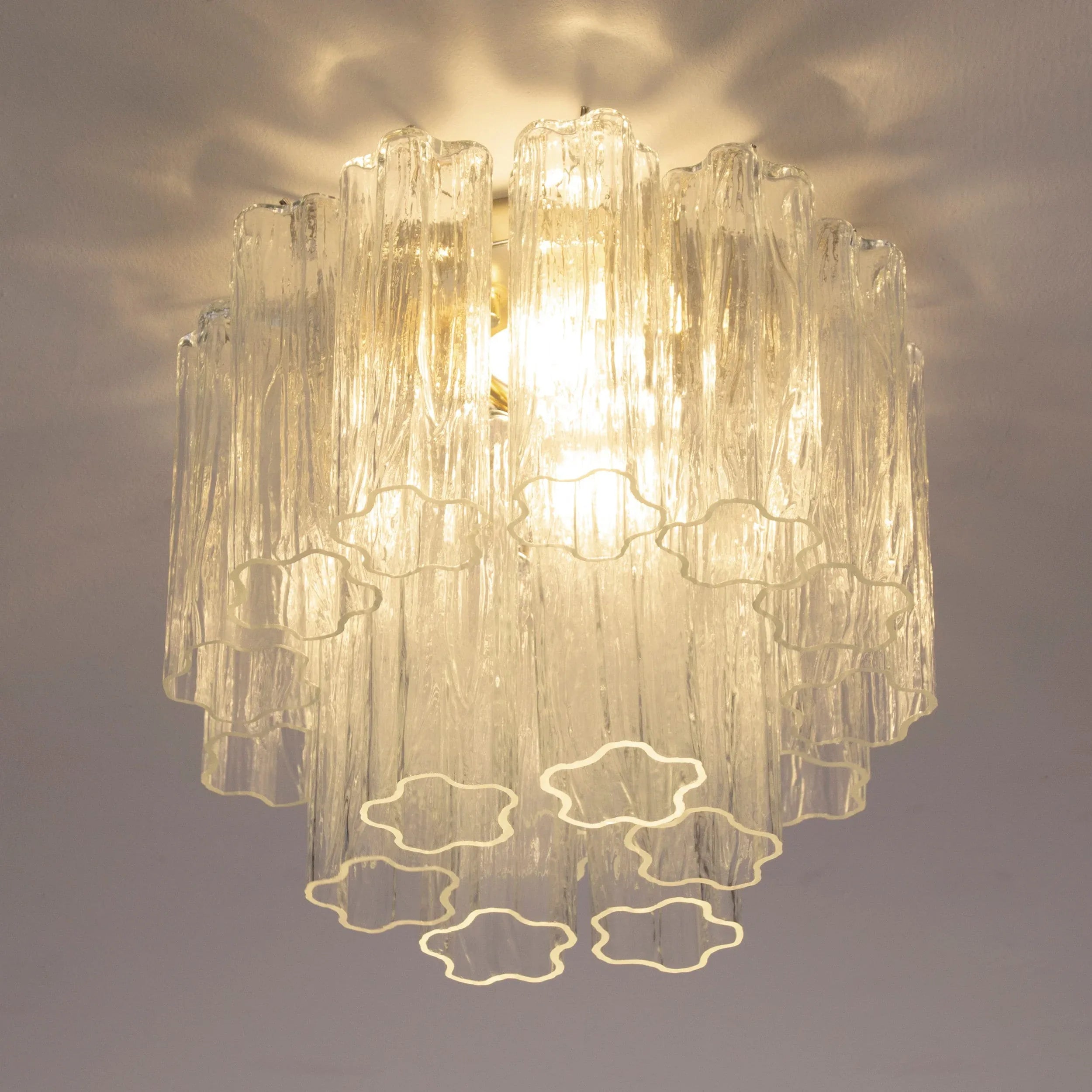 Murano Glass Clear Tronchi Ceiling Lamp, Chandelier 35cm diameter - SoloCoseBelle