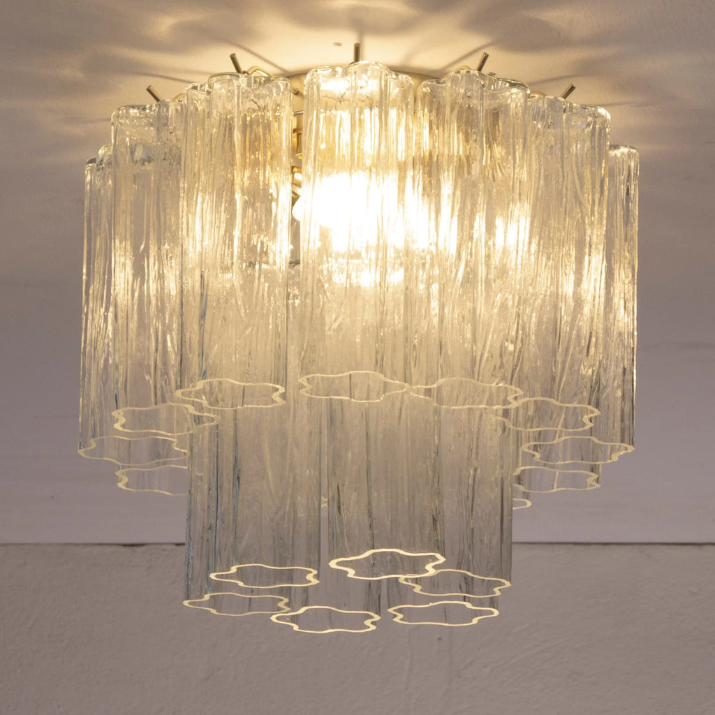 Murano Glass Clear Tronchi Ceiling Lamp, Chandelier 35cm diameter - SoloCoseBelle
