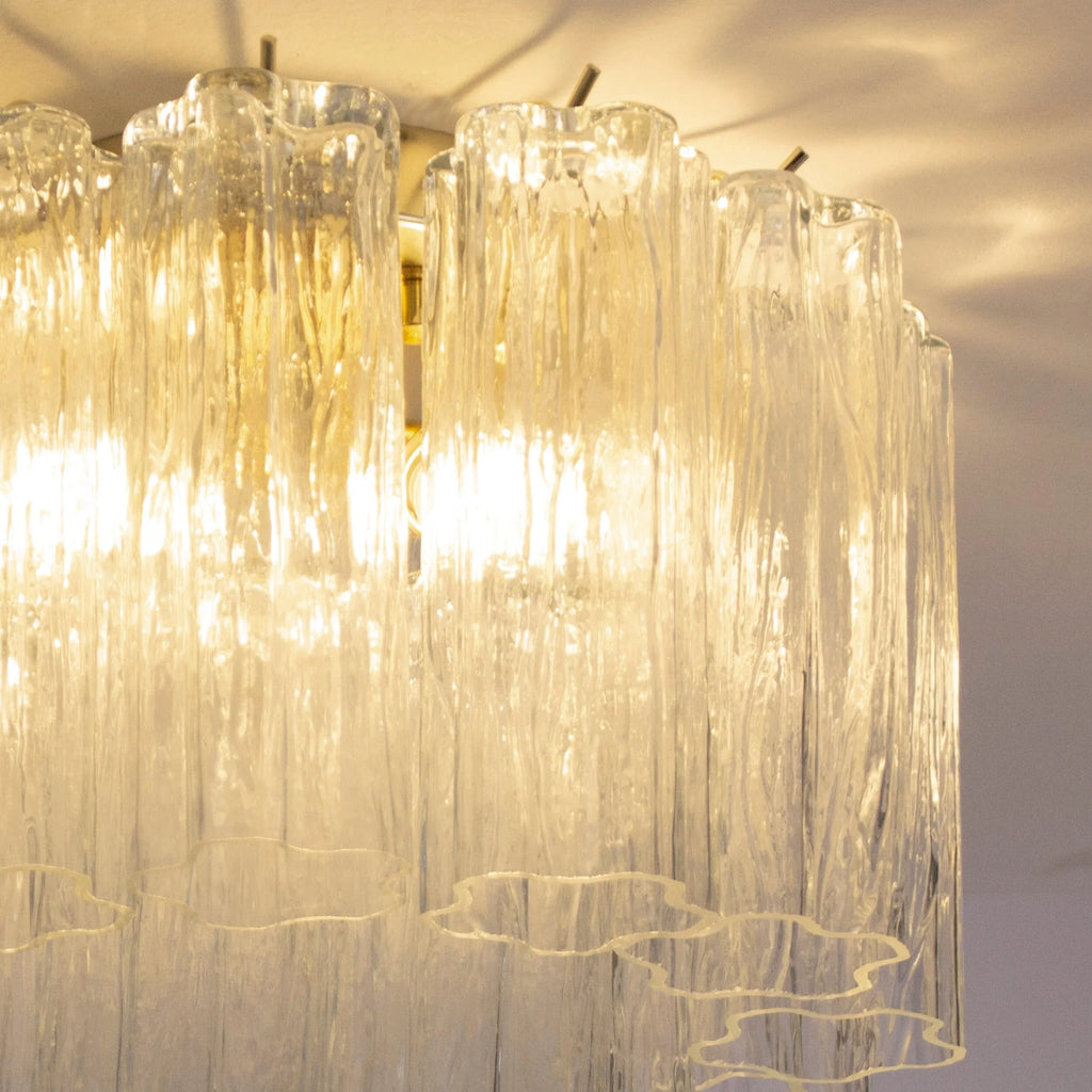 Murano Glass Clear Tronchi Ceiling Lamp, Chandelier 35cm diameter - SoloCoseBelle