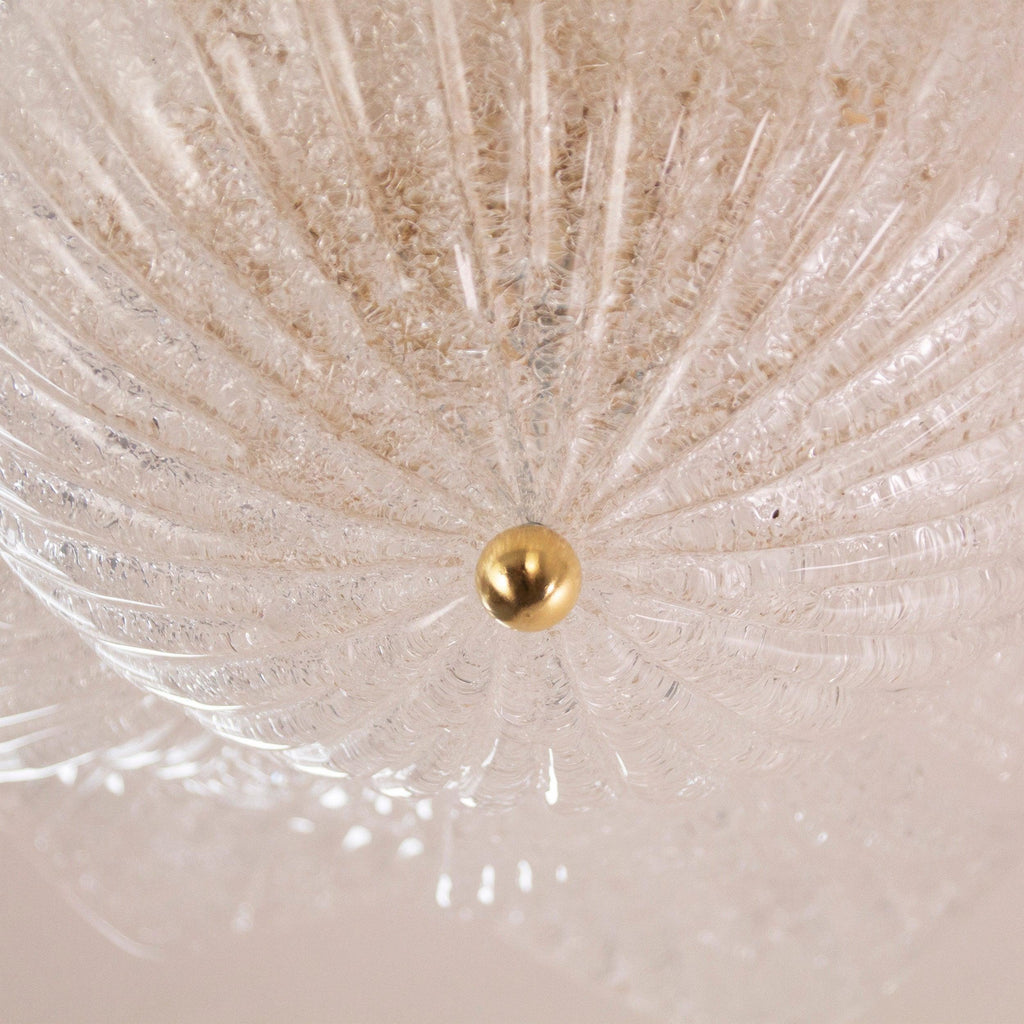 Clear Murano glass ceiling lamp, handcrafted leaves with grit - SoloCoseBelle