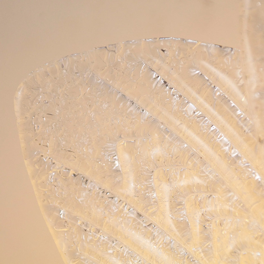 Clear Murano glass ceiling lamp, handcrafted leaves with grit - SoloCoseBelle