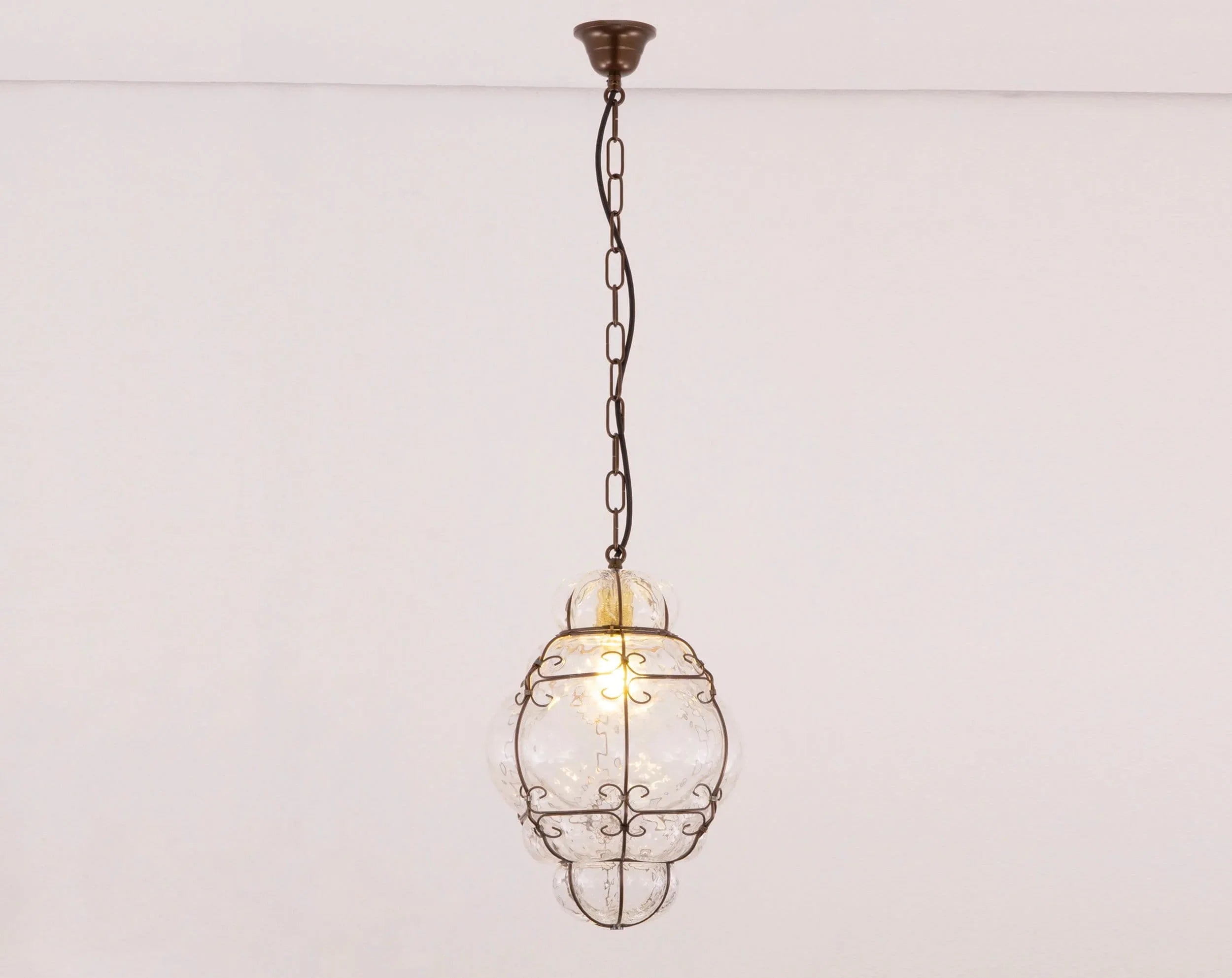 Lantern lamp in Murano blown glass Clear color, Made in Italy - SoloCoseBelle