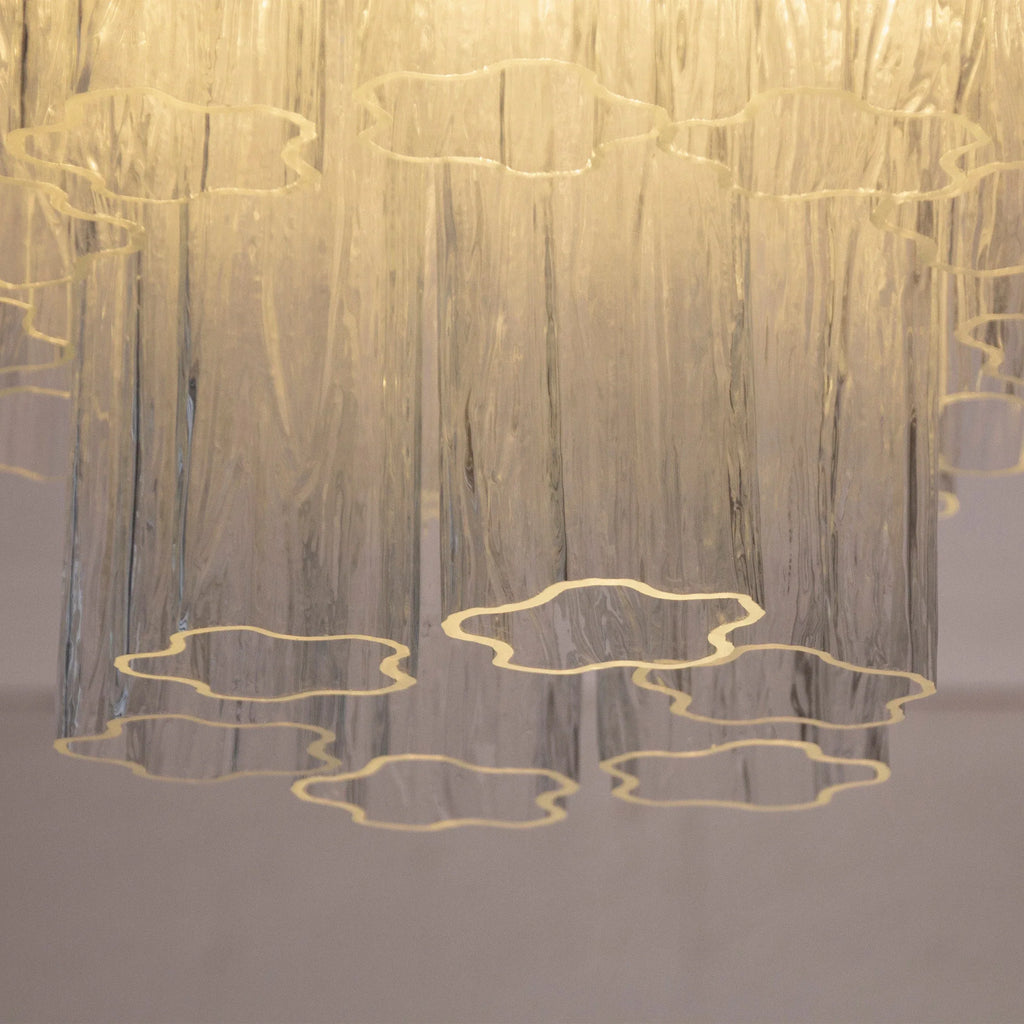 Murano Glass Clear Tronchi Ceiling Lamp, Chandelier 35cm diameter - SoloCoseBelle