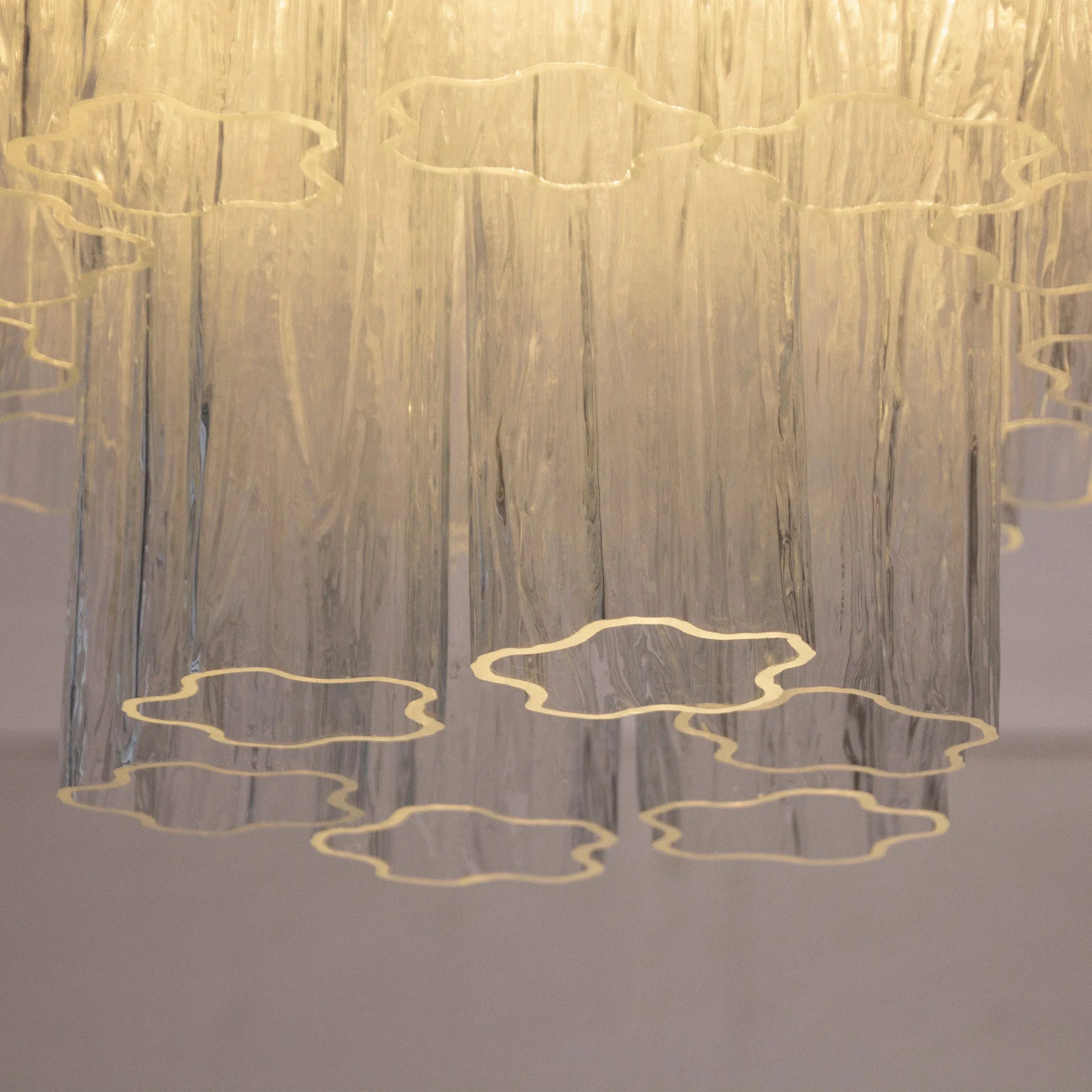 Murano Glass Clear Tronchi Ceiling Lamp, Chandelier 35cm diameter - SoloCoseBelle