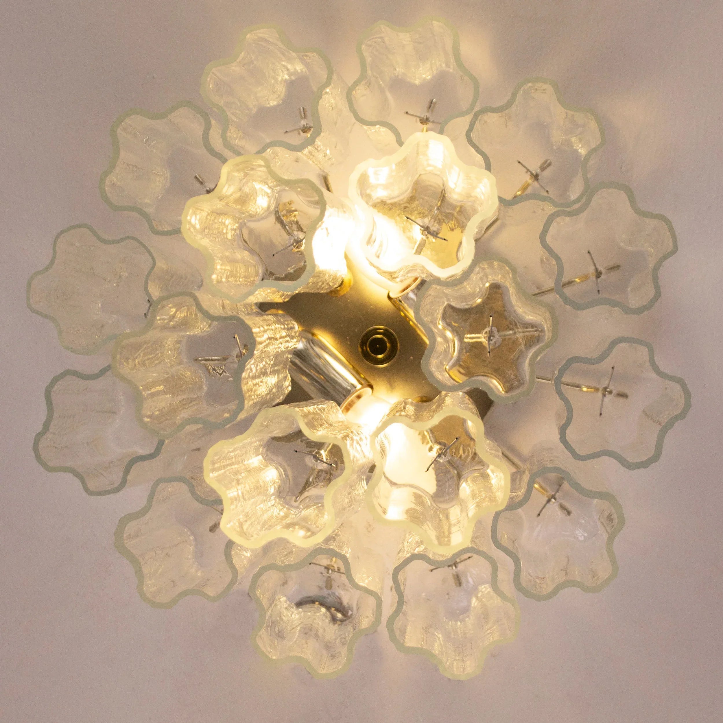 Murano Glass Clear Tronchi Ceiling Lamp, Chandelier 35cm diameter - SoloCoseBelle