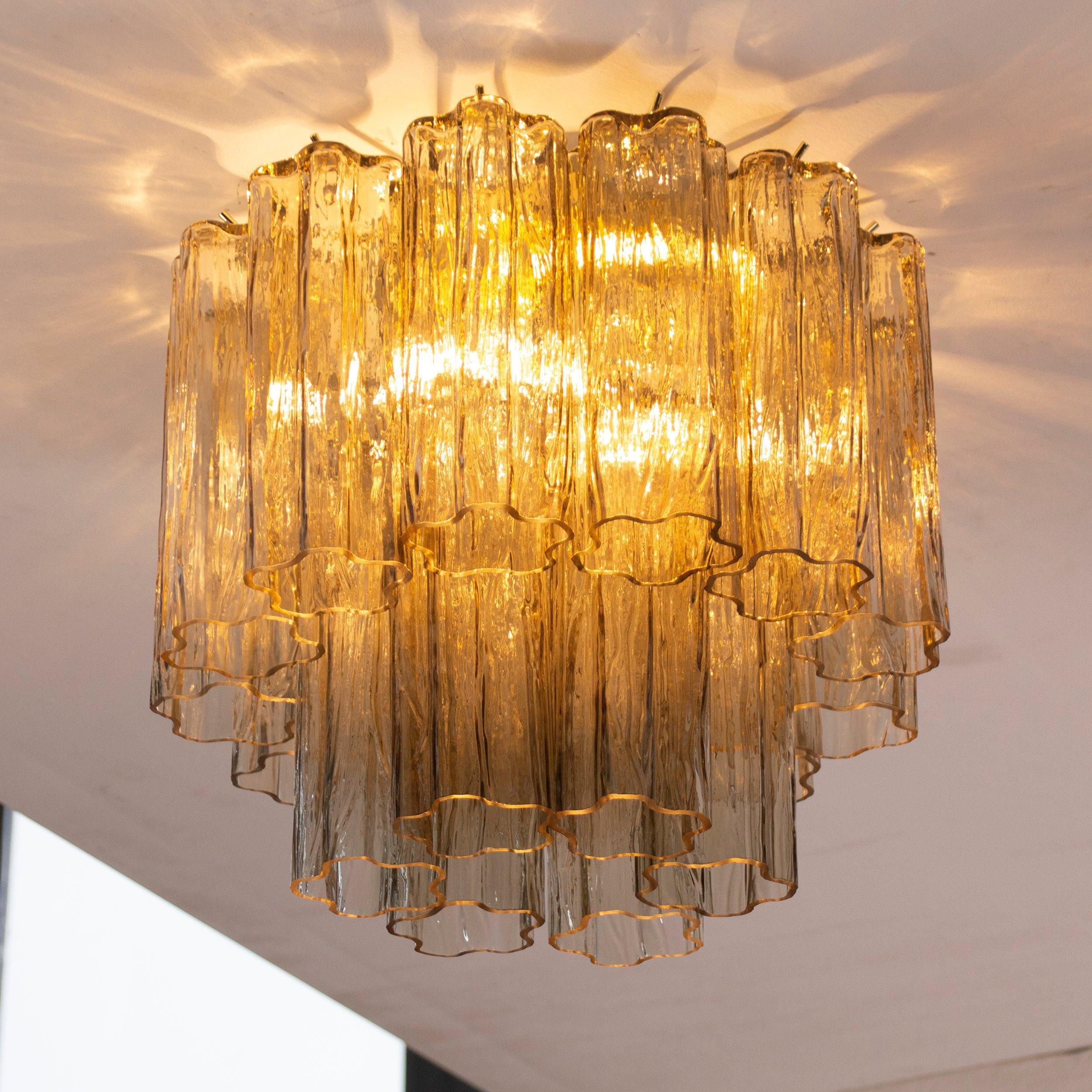 Ceiling lamp with Murano glass Tronchi, chandelier diameter 35 cm - SoloCoseBelle